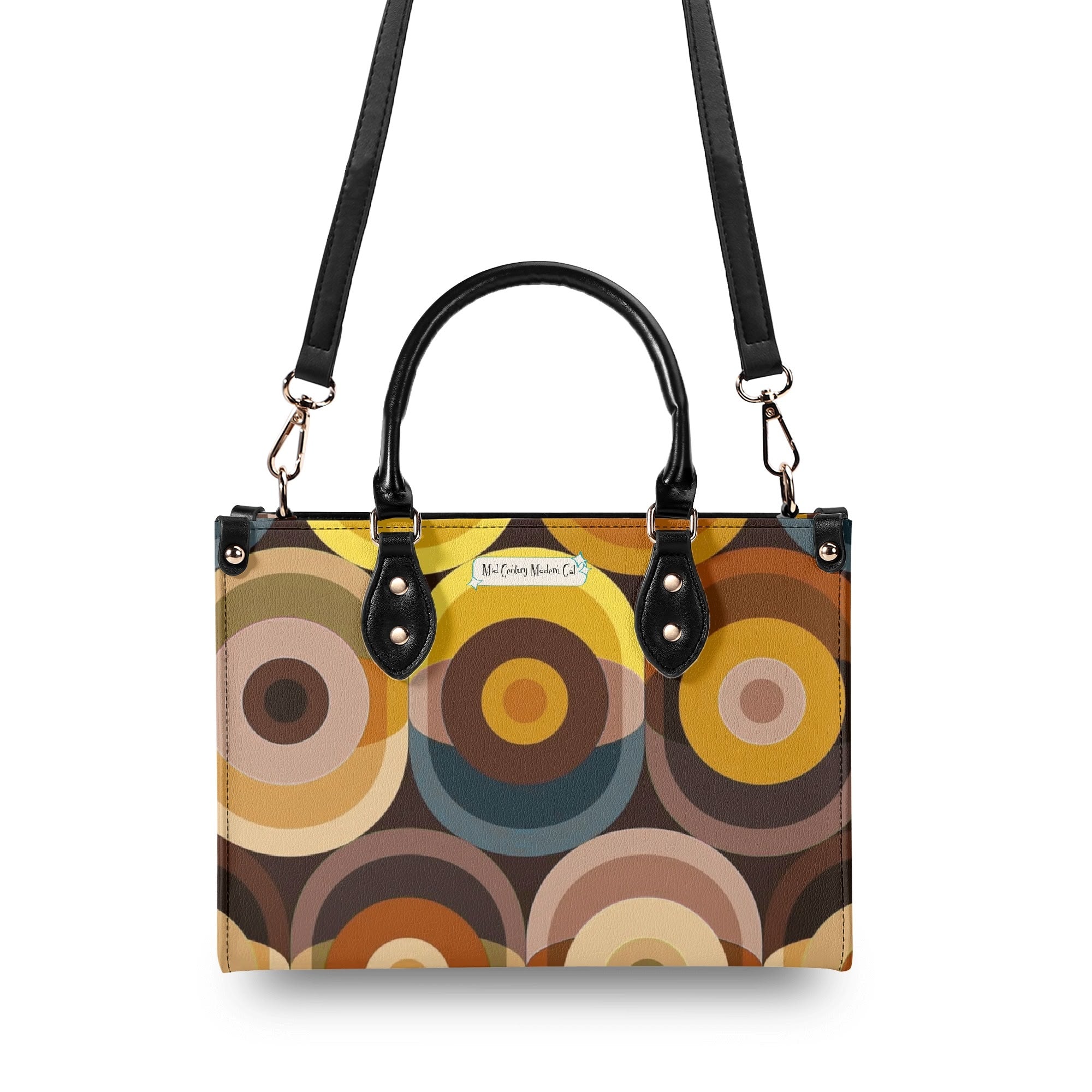 Groovy 70s Retro Owl, Mushroom, Floral Hipster Funky Flaired Handbag Shoulder Bag - Mid Century Modern Gal