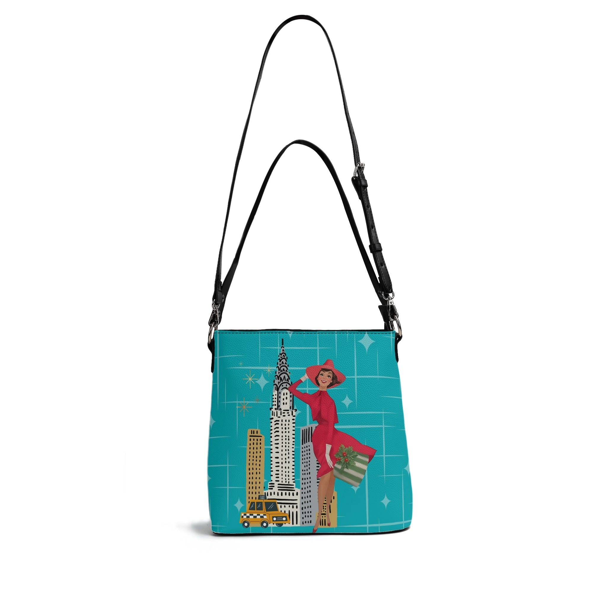 Mid Century Modern Christmas 50s Gal, Holiday Trendy Shoulder Bag - Mid Century Modern Gal