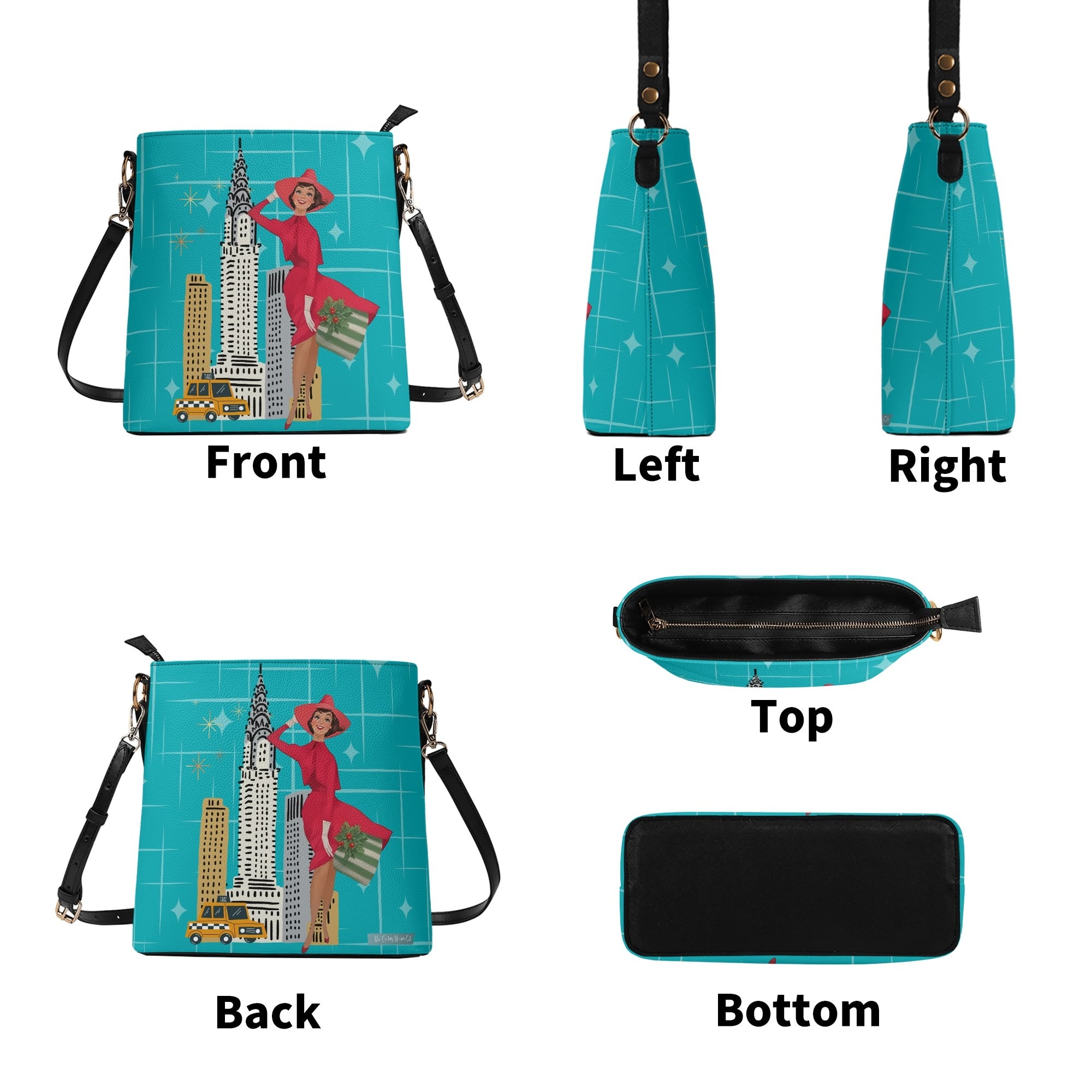Mid Century Modern Christmas 50s Gal, Holiday Trendy Shoulder Bag - Mid Century Modern Gal