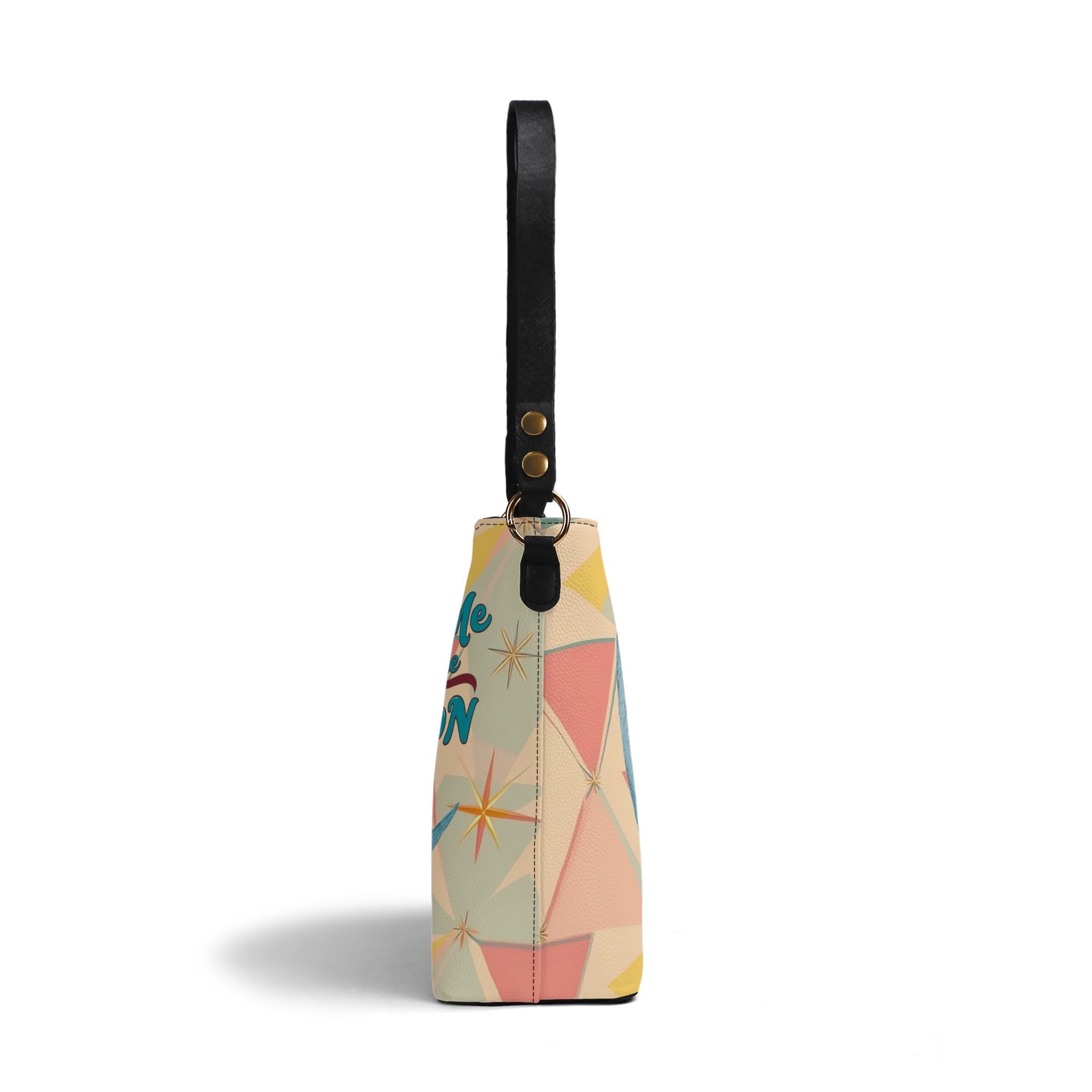 Mid Century Modern Kitschy Christmas Fly Me To The Moon Holiday Trendy Bucket Bag - Mid Century Modern Gal