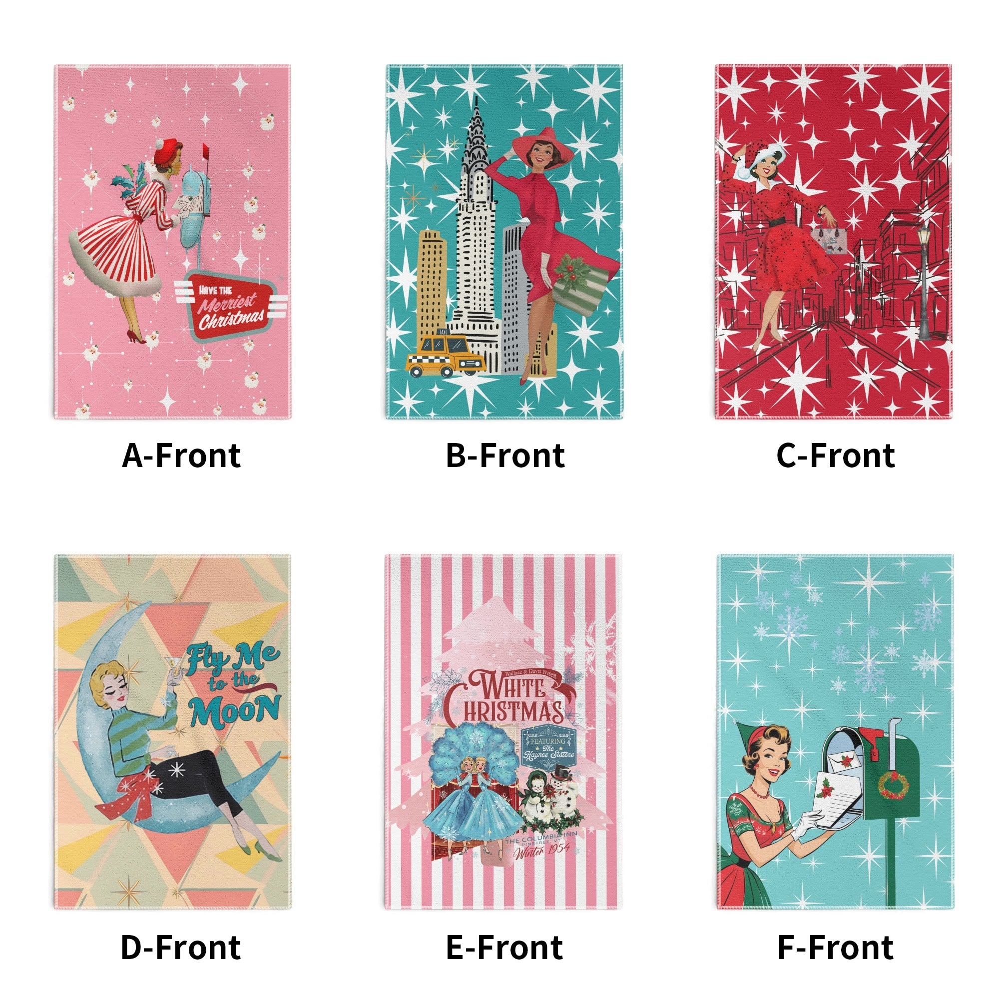 Mid Century Modern Christmas Tea Towels, Holiday Kitsch Decor - Mid Century Modern Gal