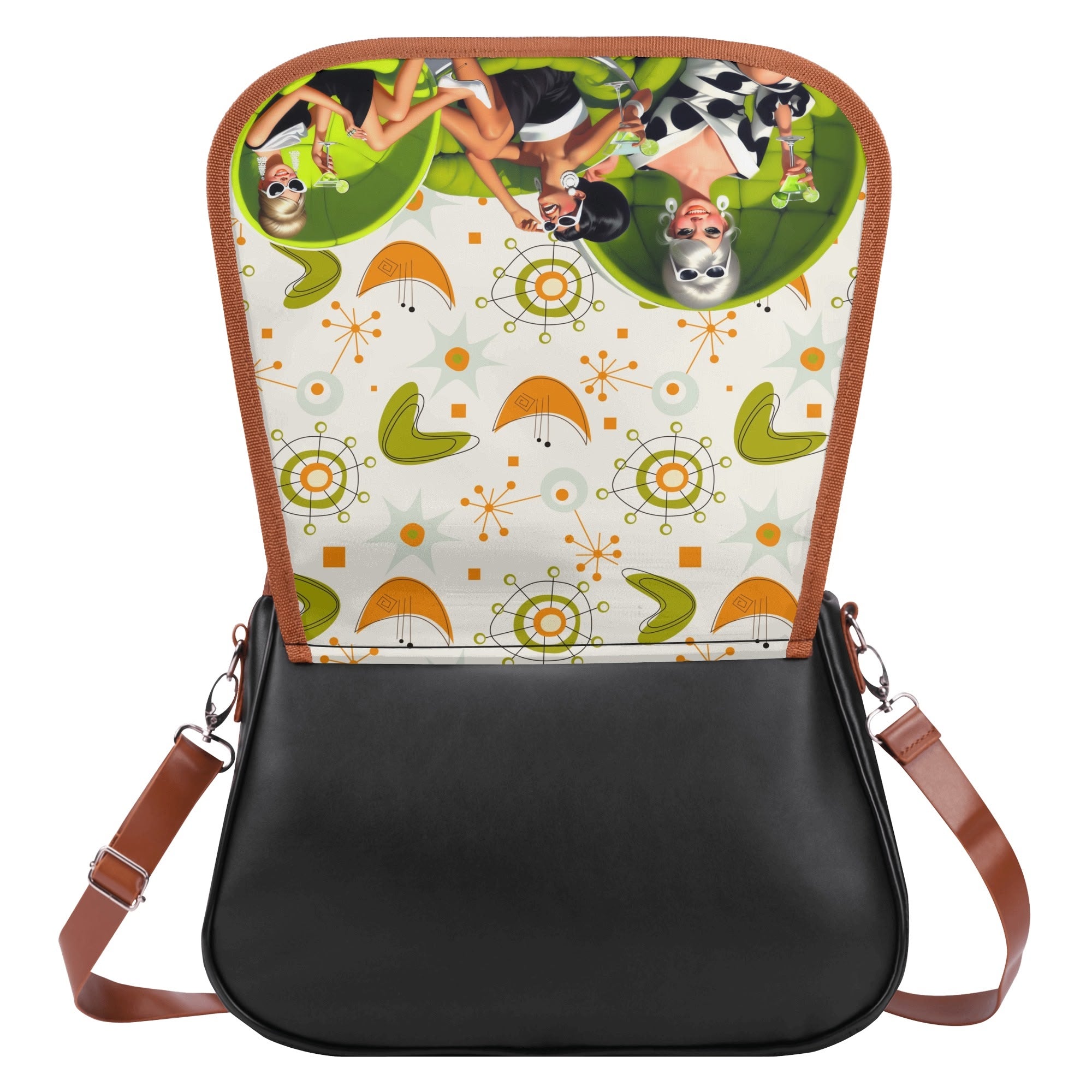 Mid Mod 60s Retro Gals, Atomic Mid Mod Retro Shoulder Bag - Mid Century Modern Gal