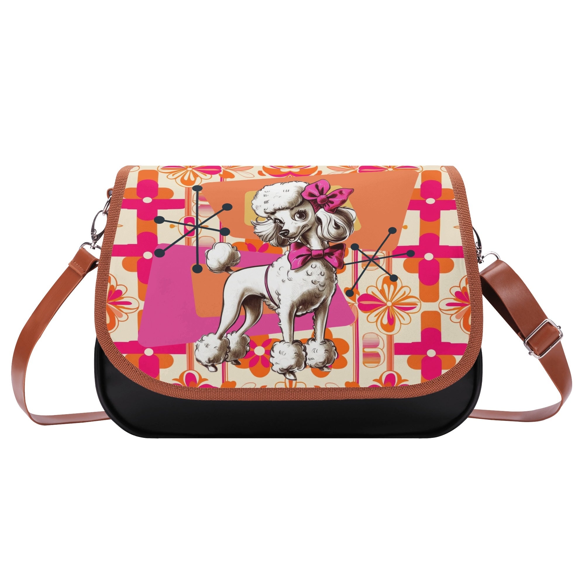 Mid Century Modern Atomic Poodle Kitschy Fun Pink Summer Vibes Shoulder Bag - Mid Century Modern Gal