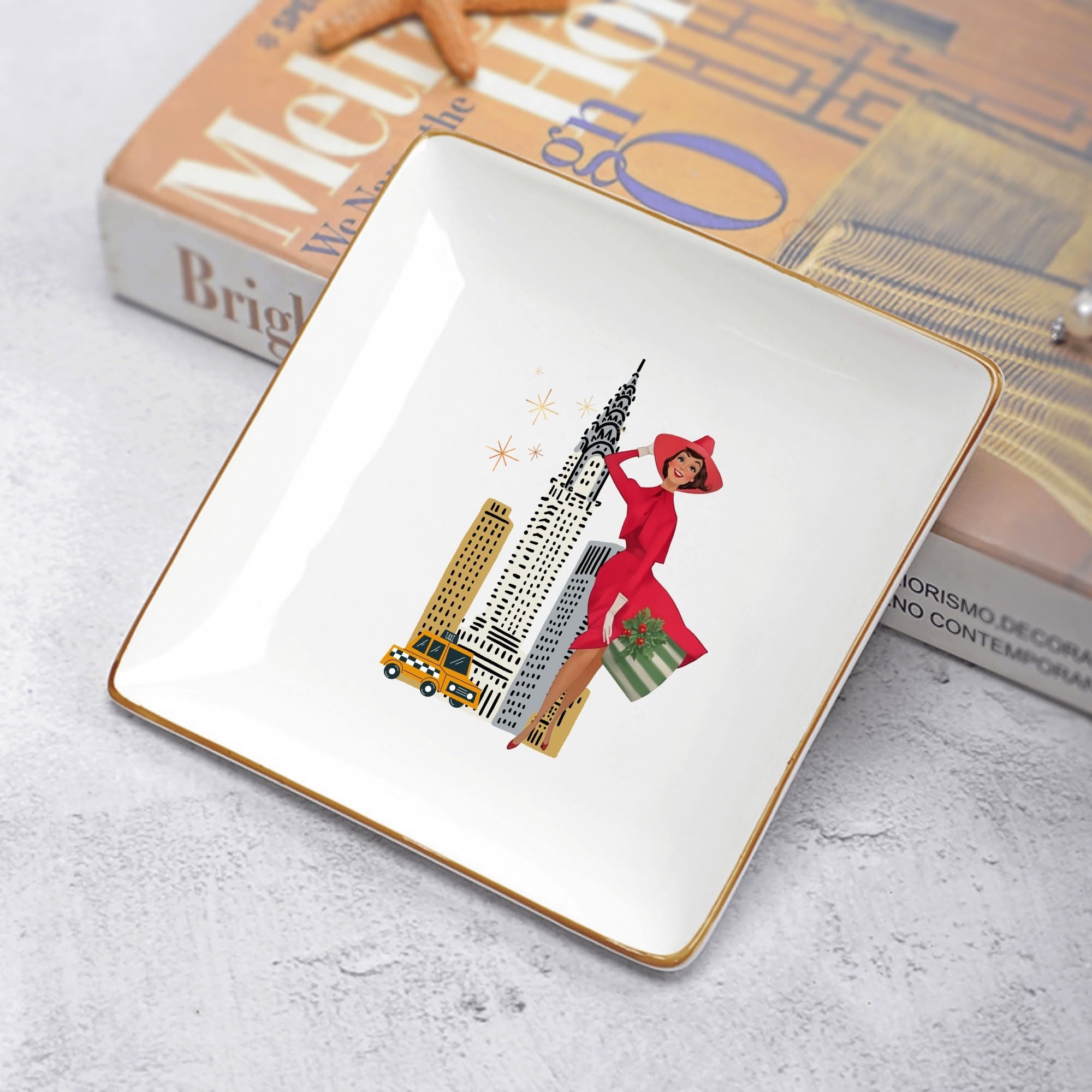 Holiday Kitsch Mid Century Modern Mod Gal Christmas Dessert Or Appetizer Plates - Mid Century Modern Gal