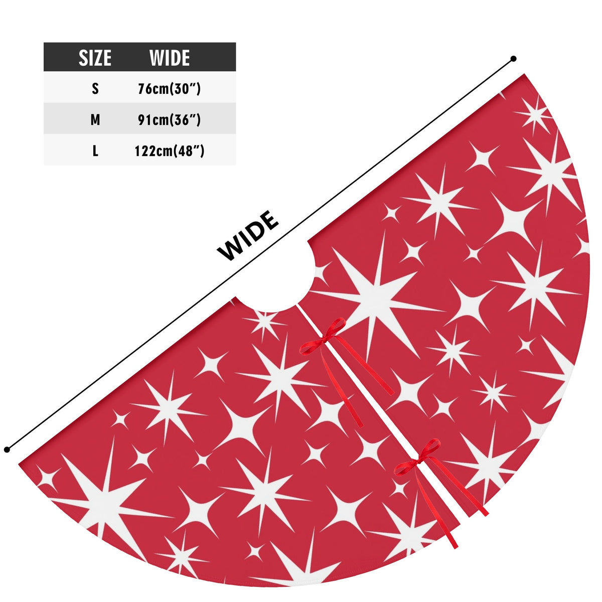 Mid Century Modern Red Atomic Starbursts Christmas Tree Skirt - Mid Century Modern Gal