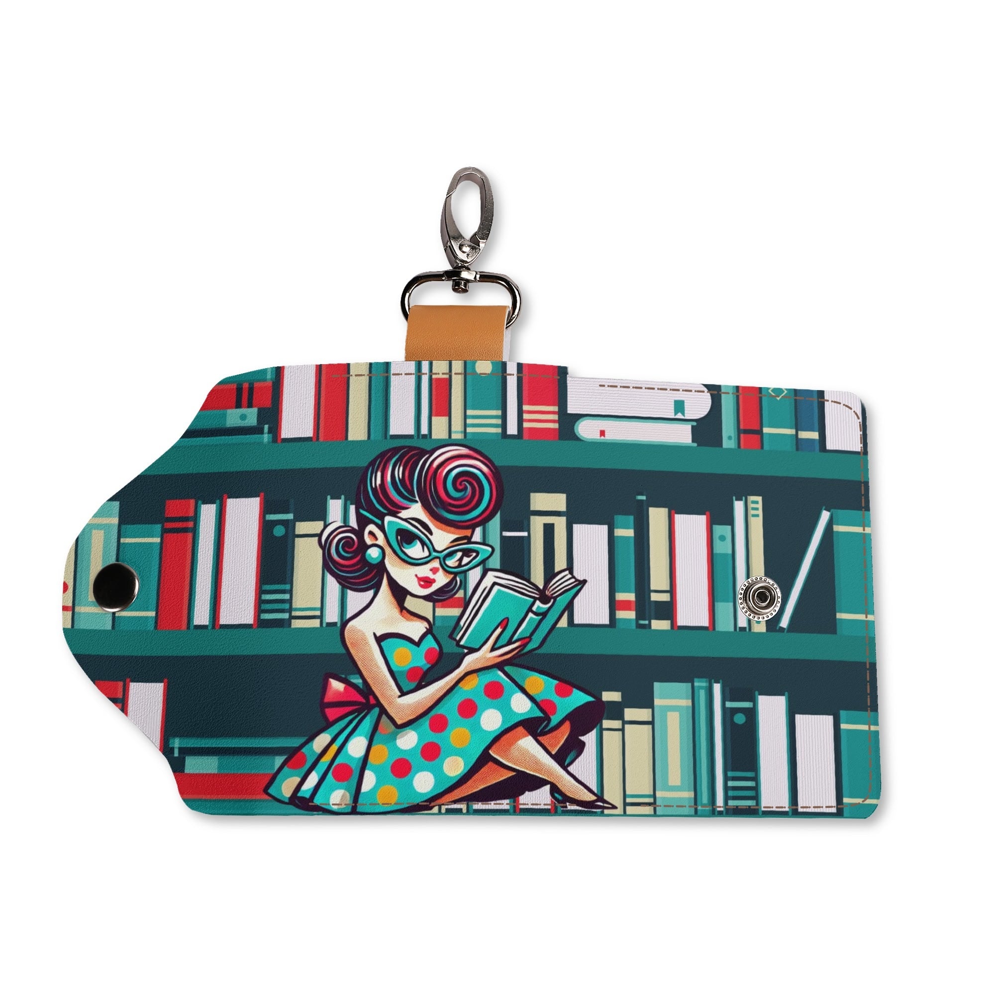 Retro Mid Mod Reading Gal Key Chain For Book Lovers - Mid Century Modern Gal