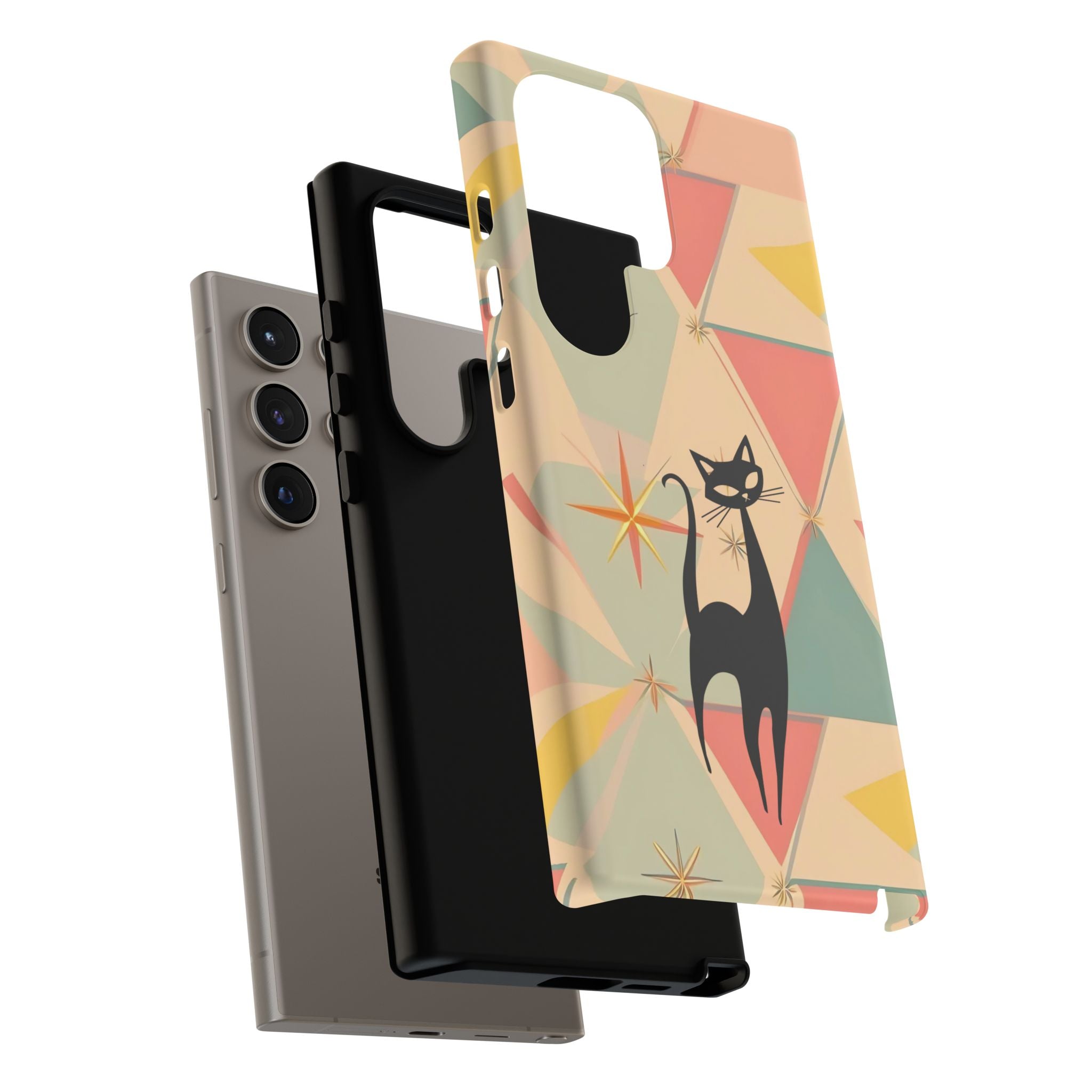 Atomic Cat Mid Mod Retro Cat Phone Case | Tough Cases with Vintage Vibe | Ideal for Cat Lovers