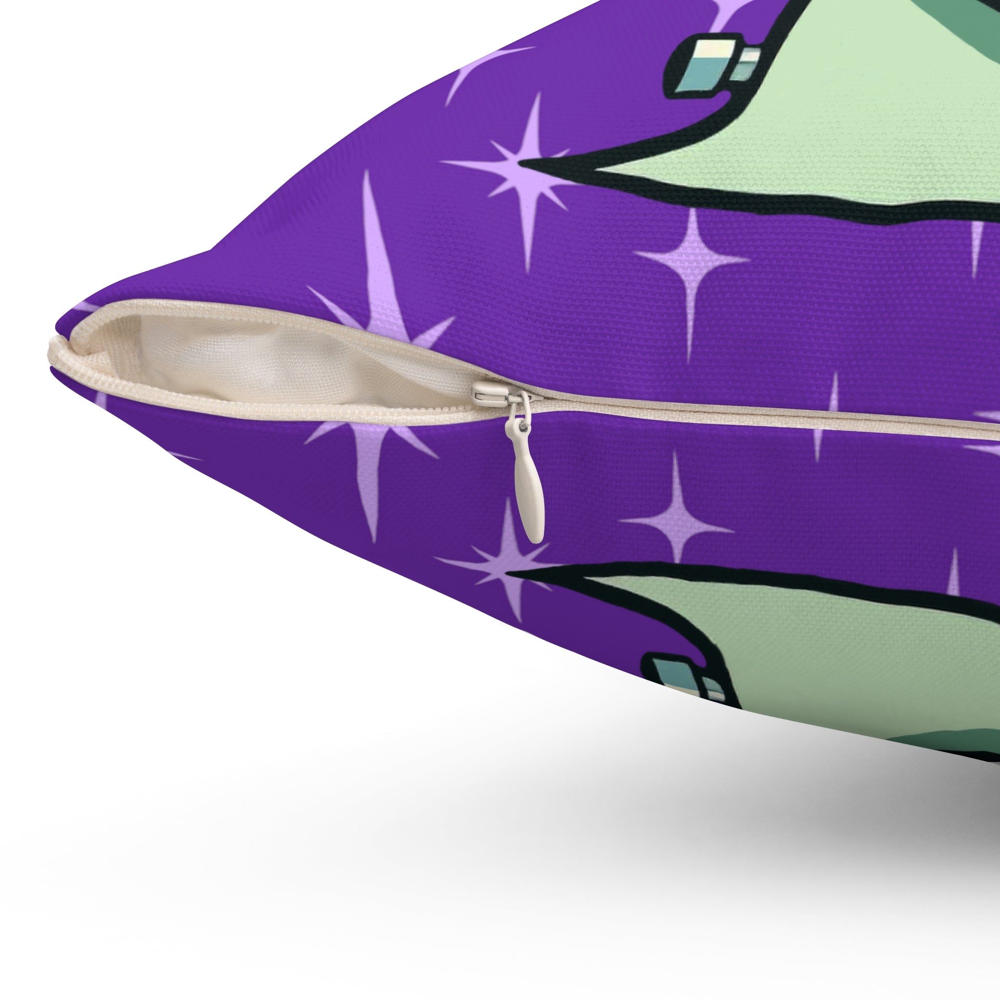 Bride of Frankenstein Retro Mid Mod Horror Buff Purple Halloween Pillow Cover and Insert - Mid Century Modern Gal