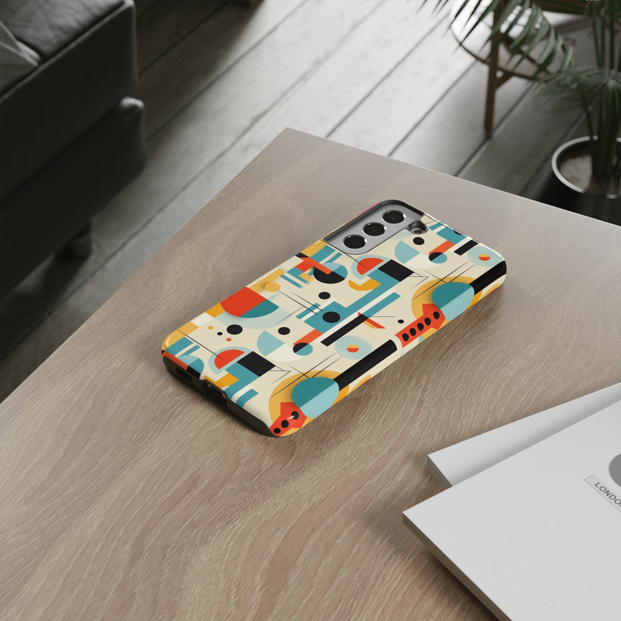 Bauhaus Designed Mid Mod Geometric Groovy Smart Phone, iPhone, Samsung Compatible Tough Cases - Mid Century Modern Gal
