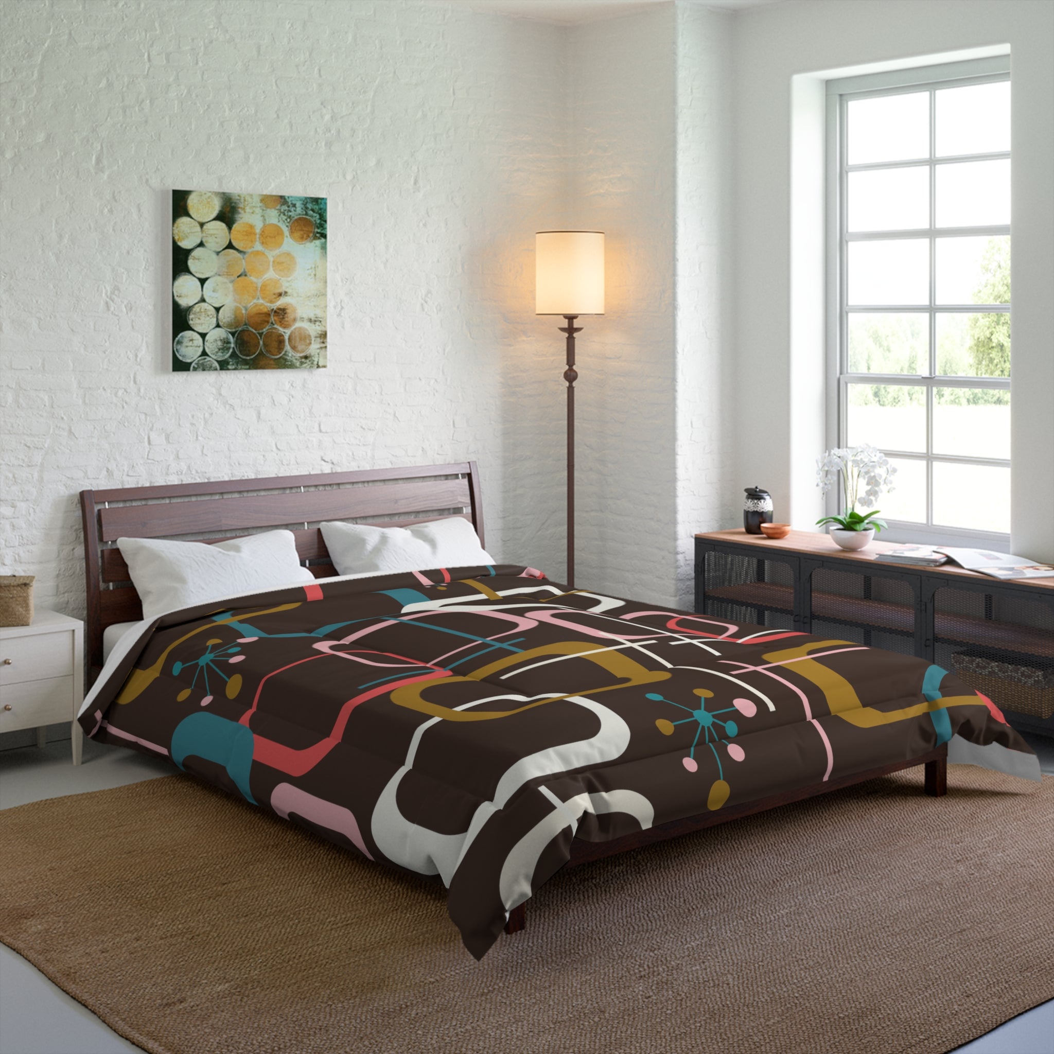 Mid Century Modern Geometric, Mid Mod Retro Bedding, Comforter - Mid Century Modern Gal