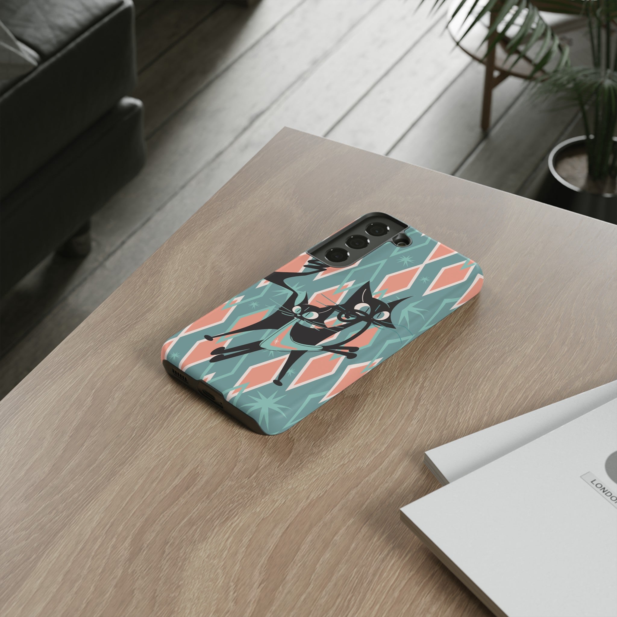 Mid Mod Atomic Cat Kitschy Retro Chic Samsung, Smart Phone Tough Cases - Mid Century Modern Gal