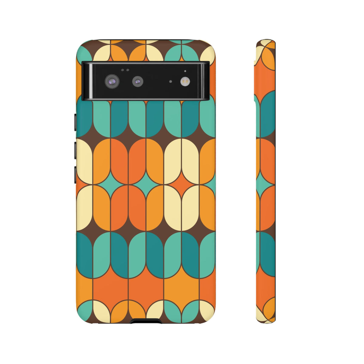 Mid Century Modern Orange, Teal Geometric Mod Designed Tough Phone Case