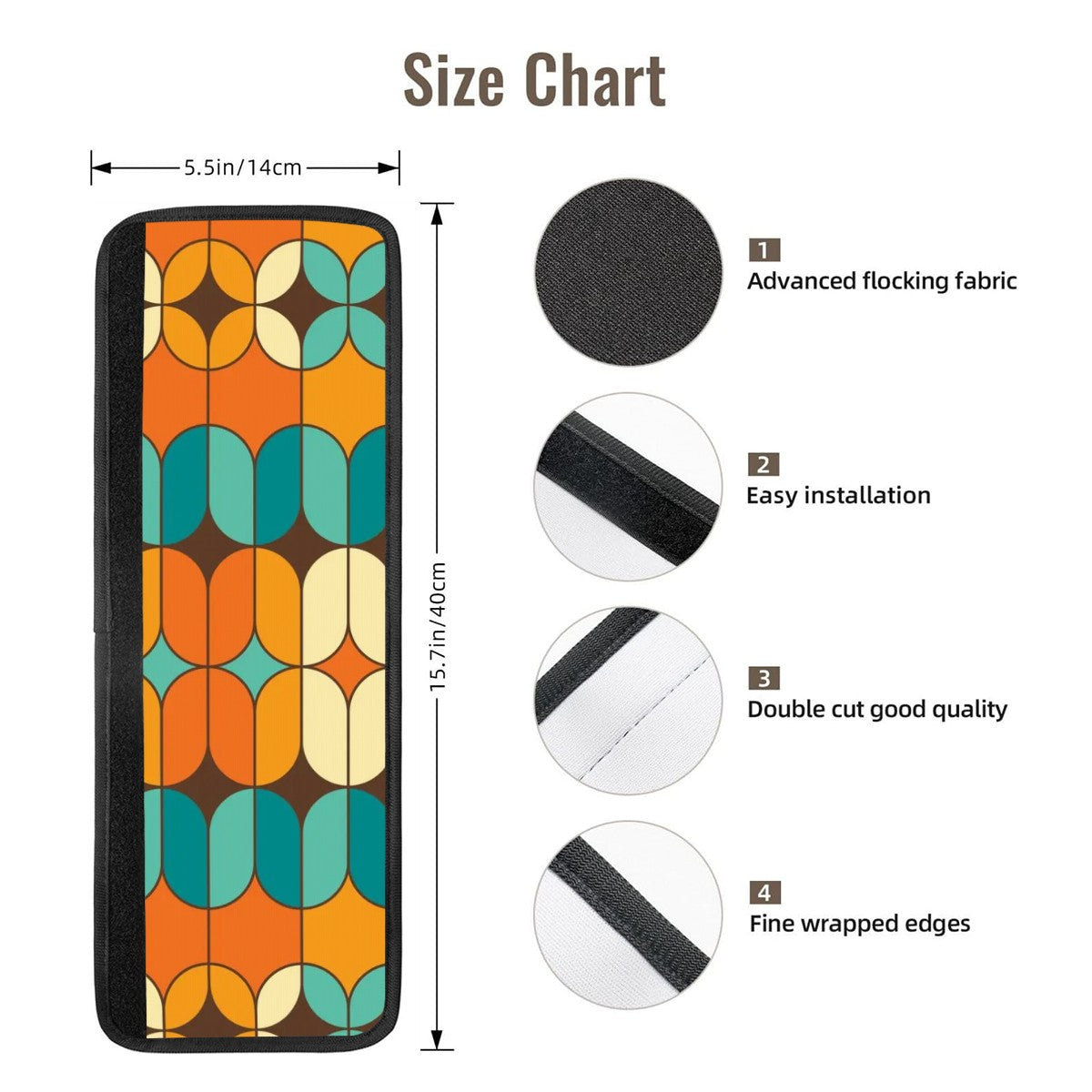 Bold Orange Retro Geometric Refrigerator Handle Covers 2 pcs - Mid Century Modern Gal