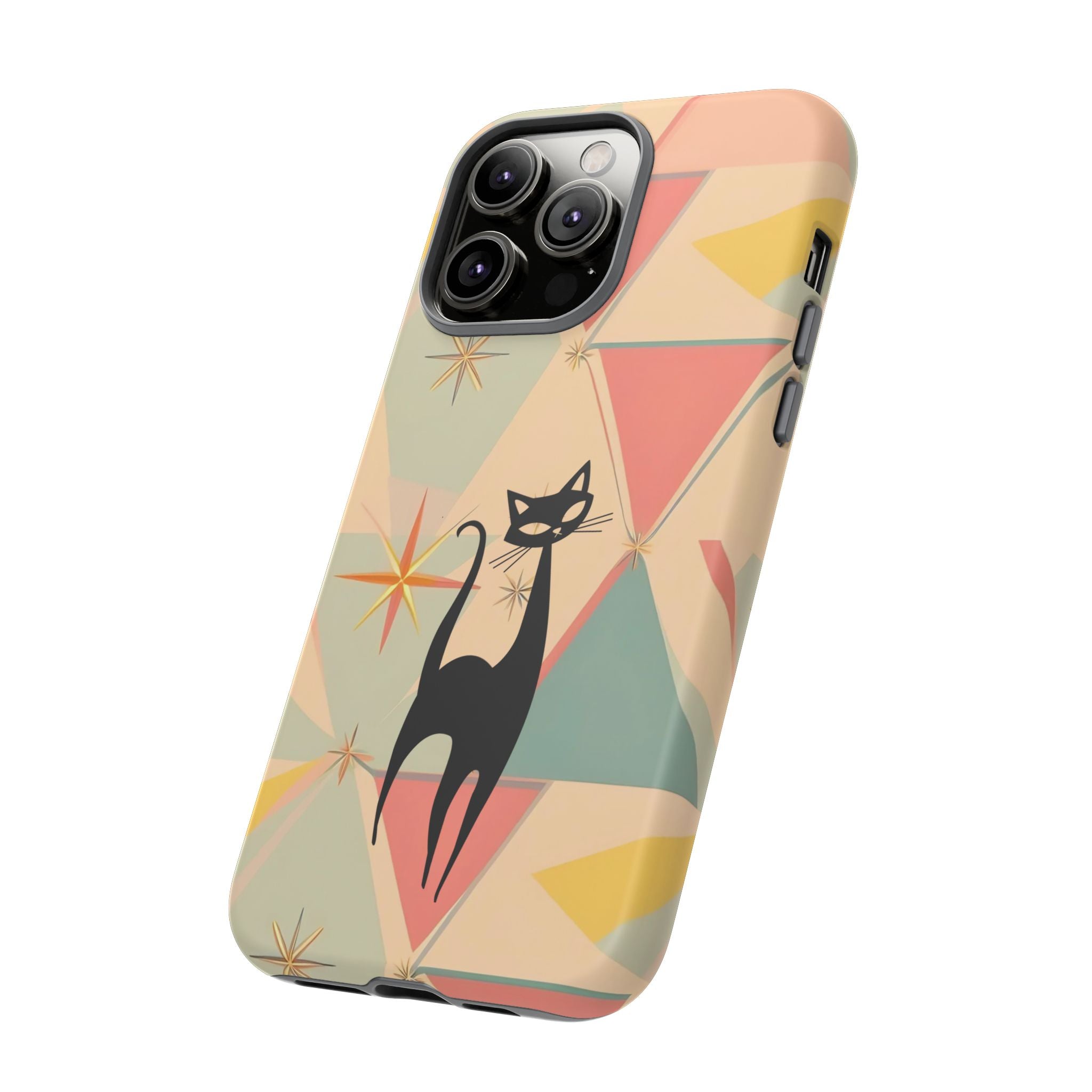 Atomic Cat Mid Mod Retro Cat Phone Case | Tough Cases with Vintage Vibe | Ideal for Cat Lovers