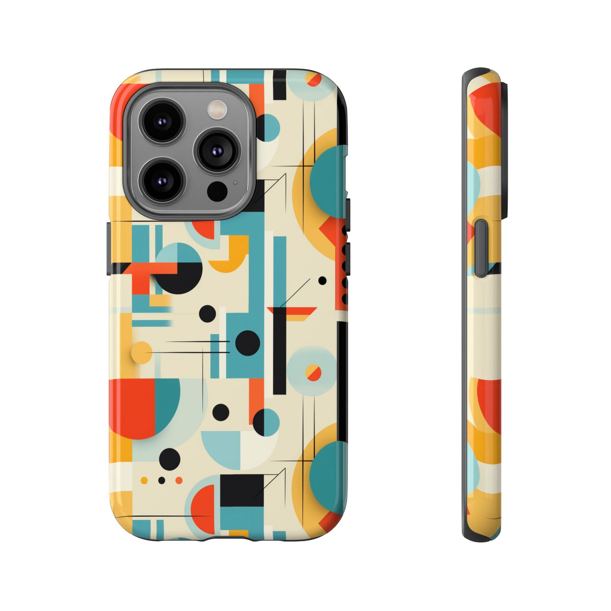 Bauhaus Designed Mid Mod Geometric Groovy Smart Phone, iPhone, Samsung Compatible Tough Cases - Mid Century Modern Gal