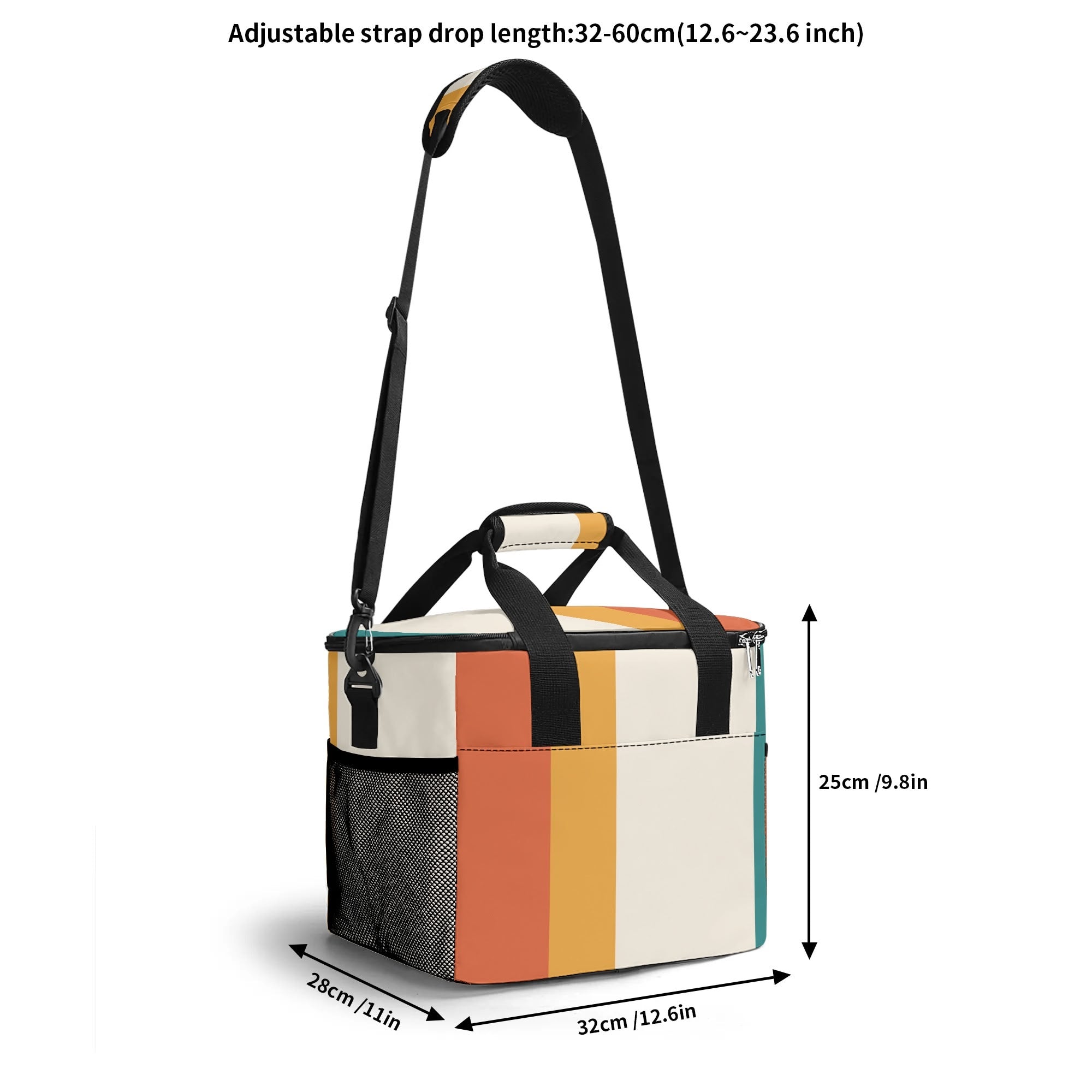 Mid Century Modern Minimalist Candy Corn Striped Retro Insulated Cooler Picnic Bag - Mid Century Modern Gal