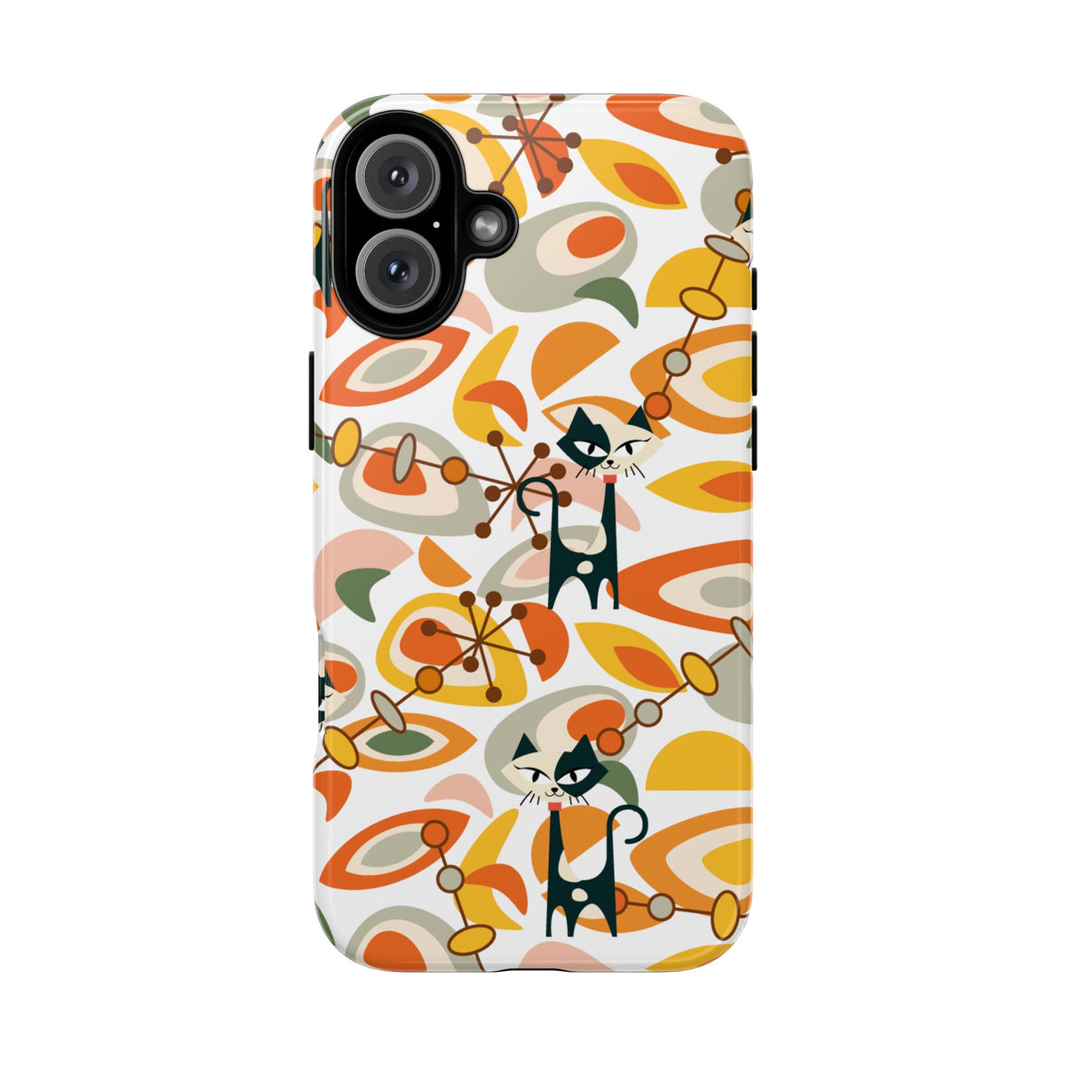 Atomic Cat Mid Mod Orange, Yellow, Groovy Cat Smart Phone Tough Cases