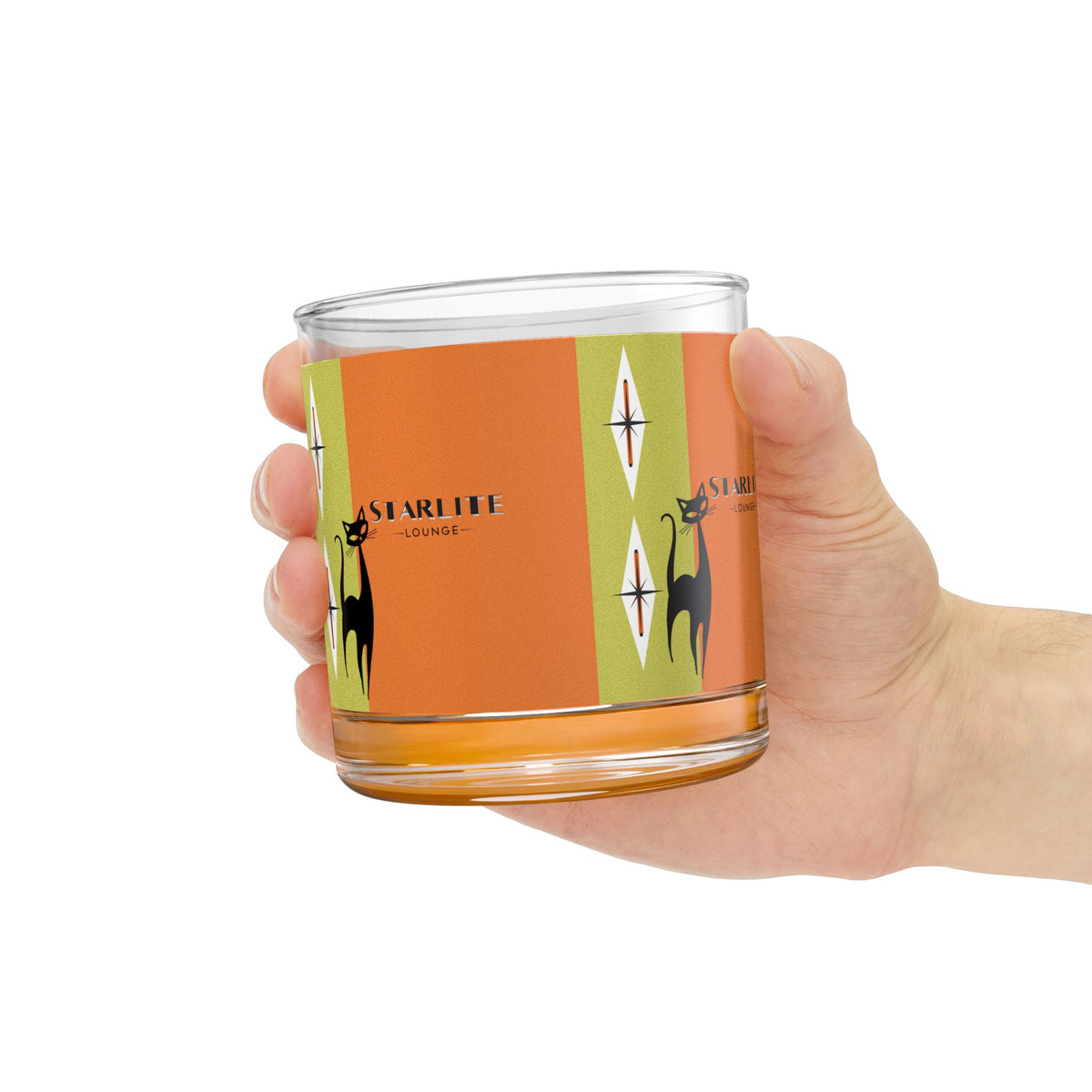 Mid Century Modern Barware Starlite Lounge Rocks Glass - Mid-Century Modern Cat Design - Mid Century Modern Gal
