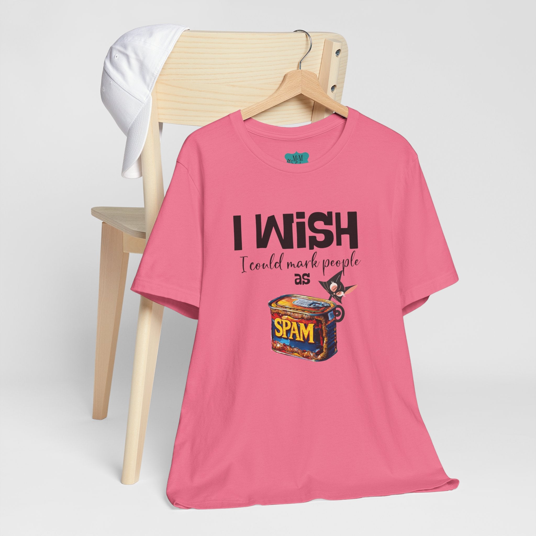 Funny Atomic Cat Mid Mod Retro Tee, I wish I could Mark People As Spam Unisex Jersey Short Sleeve Tee - Mid Century Modern Gal