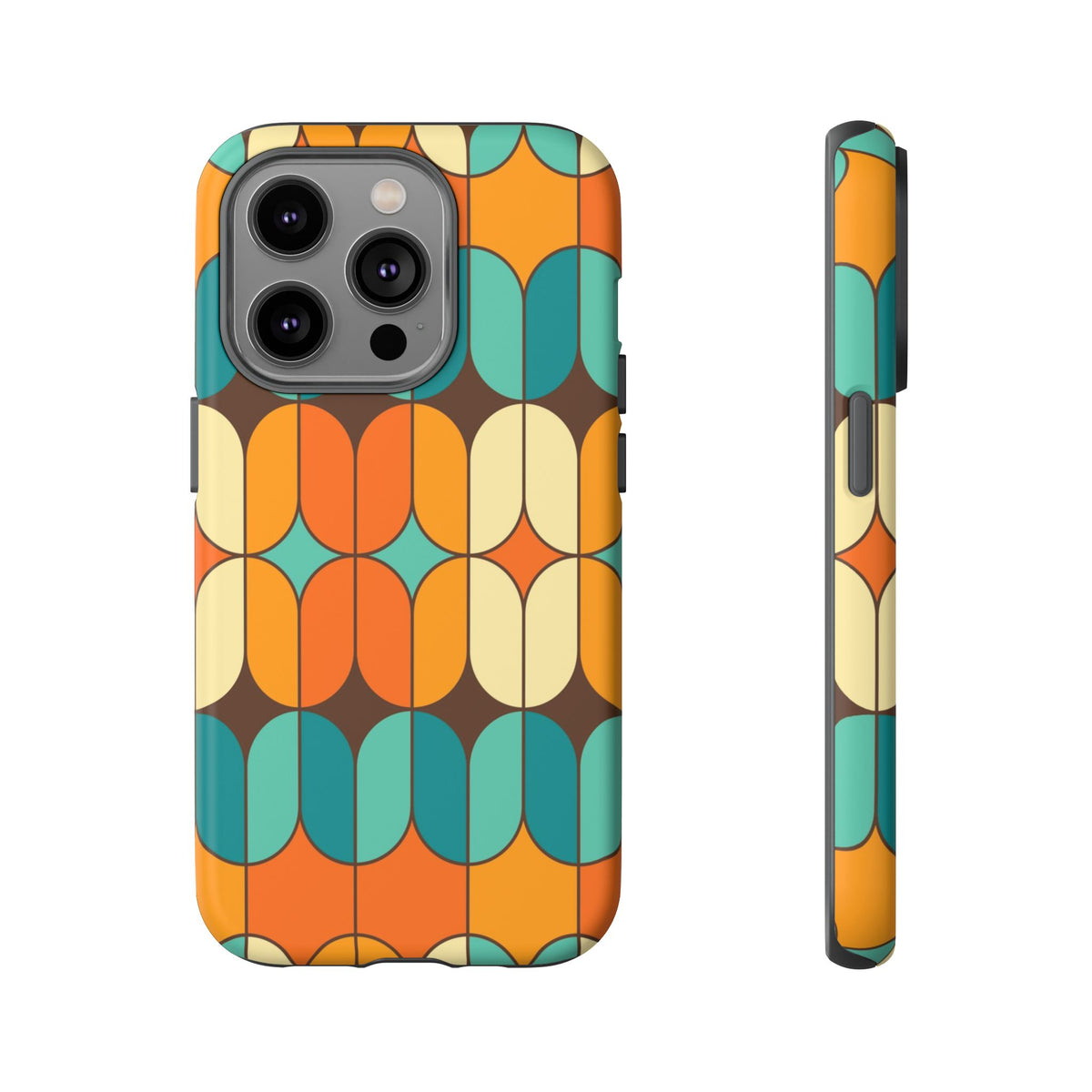 Mid Century Modern Orange, Teal Geometric Mod Designed Tough Phone Case