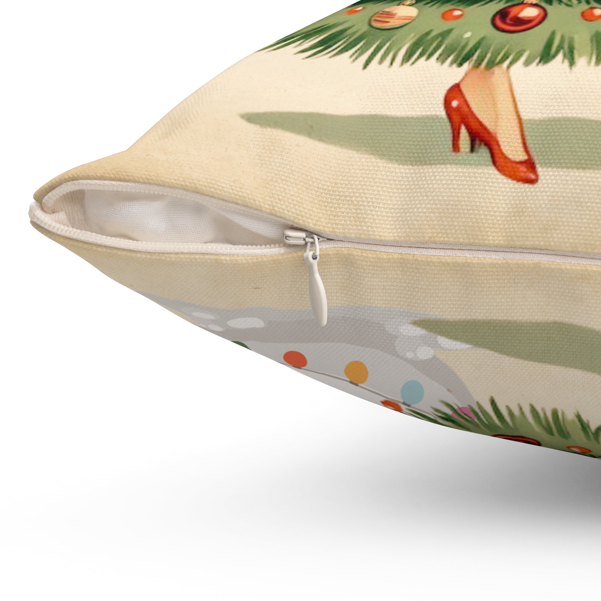 Vintage Christmas Pillow - Retro Santa with Snowman Design - Mid Century Modern Gal