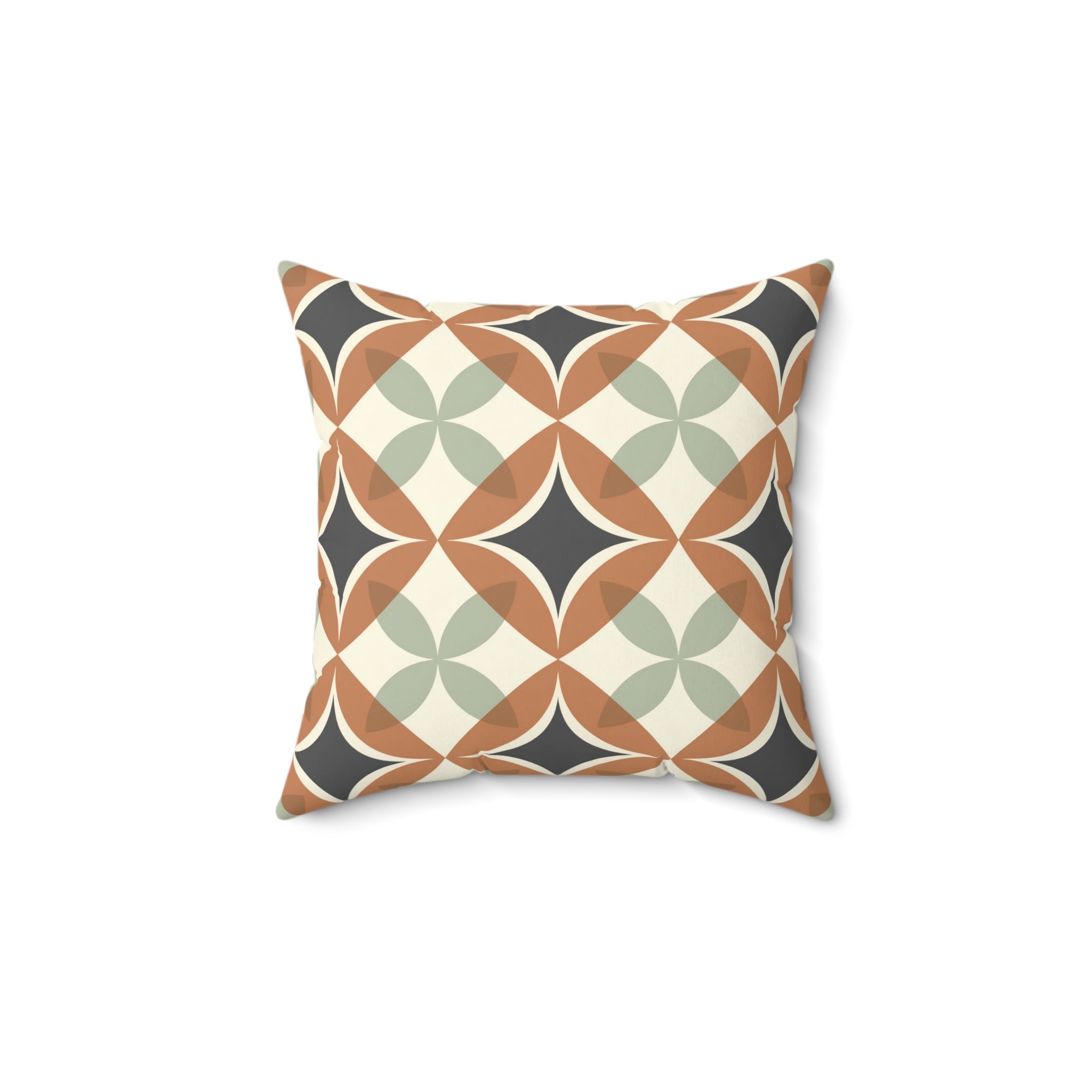 Mid Century Modern Interlocking Geometric, Terracotta Sage Charcoal Pillow Cover and Insert - Mid Century Modern Gal