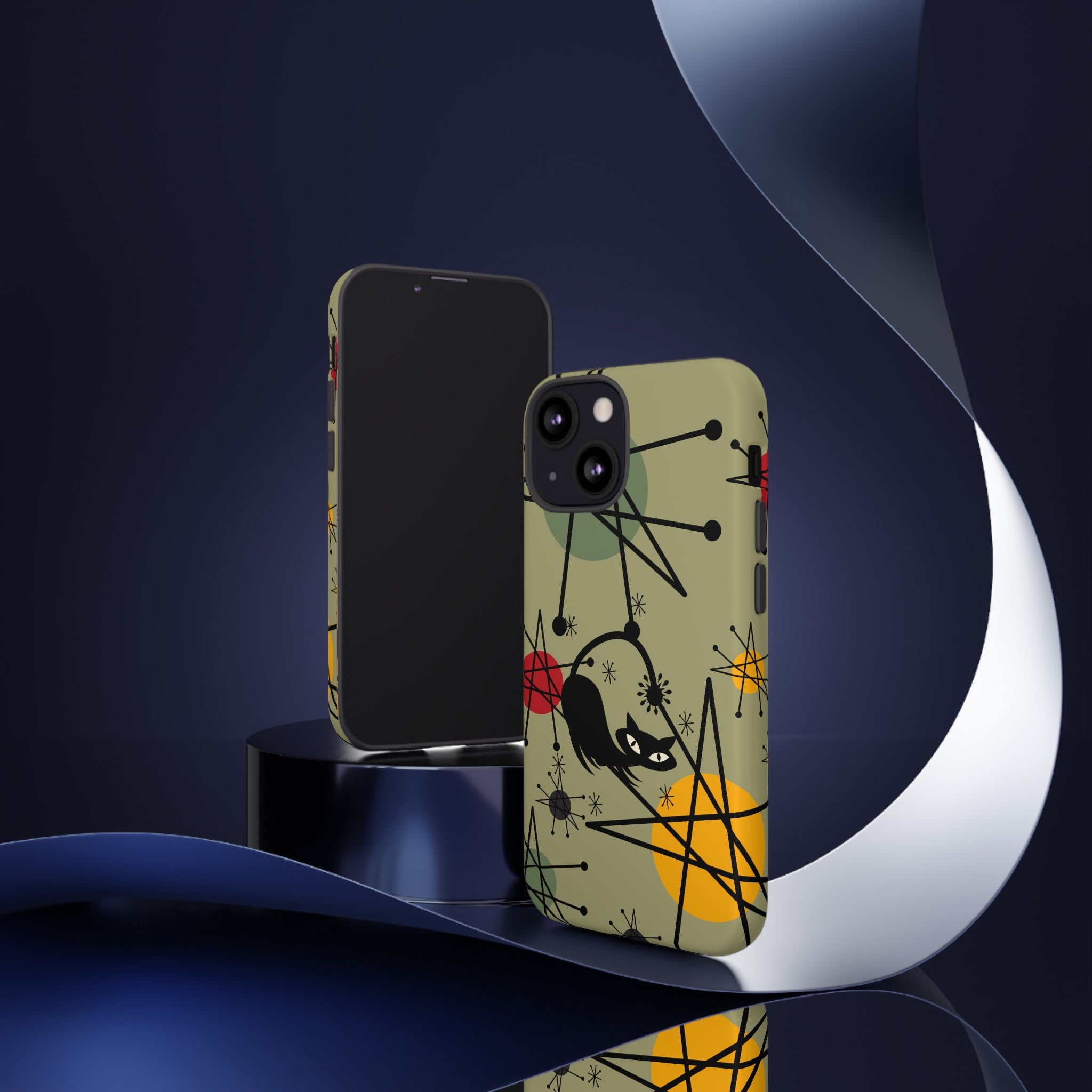 Mid Century Modern Atomic Cat, Retro Chic Groovy Mod Samsung, Smart Phone Tough Cases - Mid Century Modern Gal