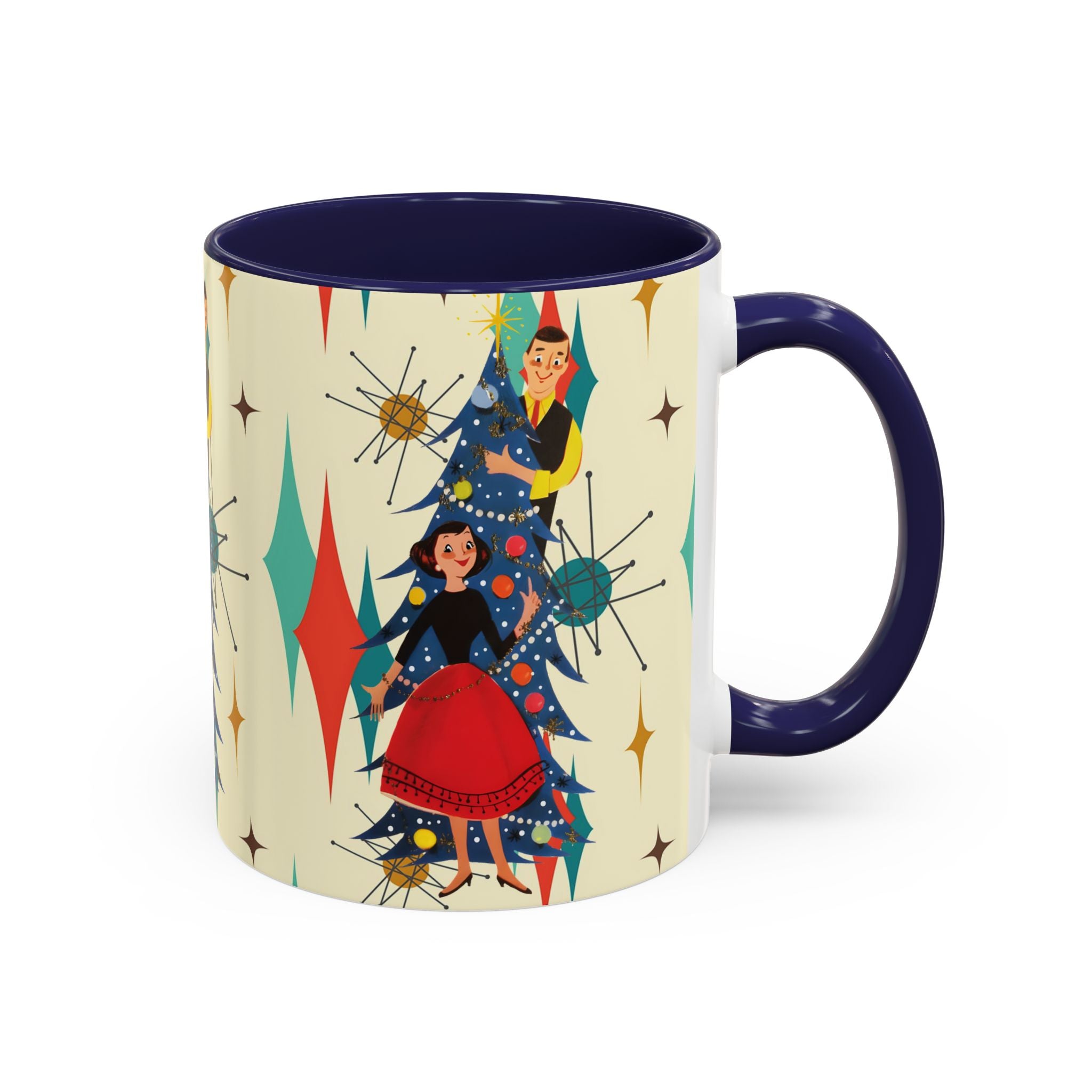 Mid Century Modern 50s Kitsch Christmas Starburst Coffee Mug - Mid Century Modern Gal