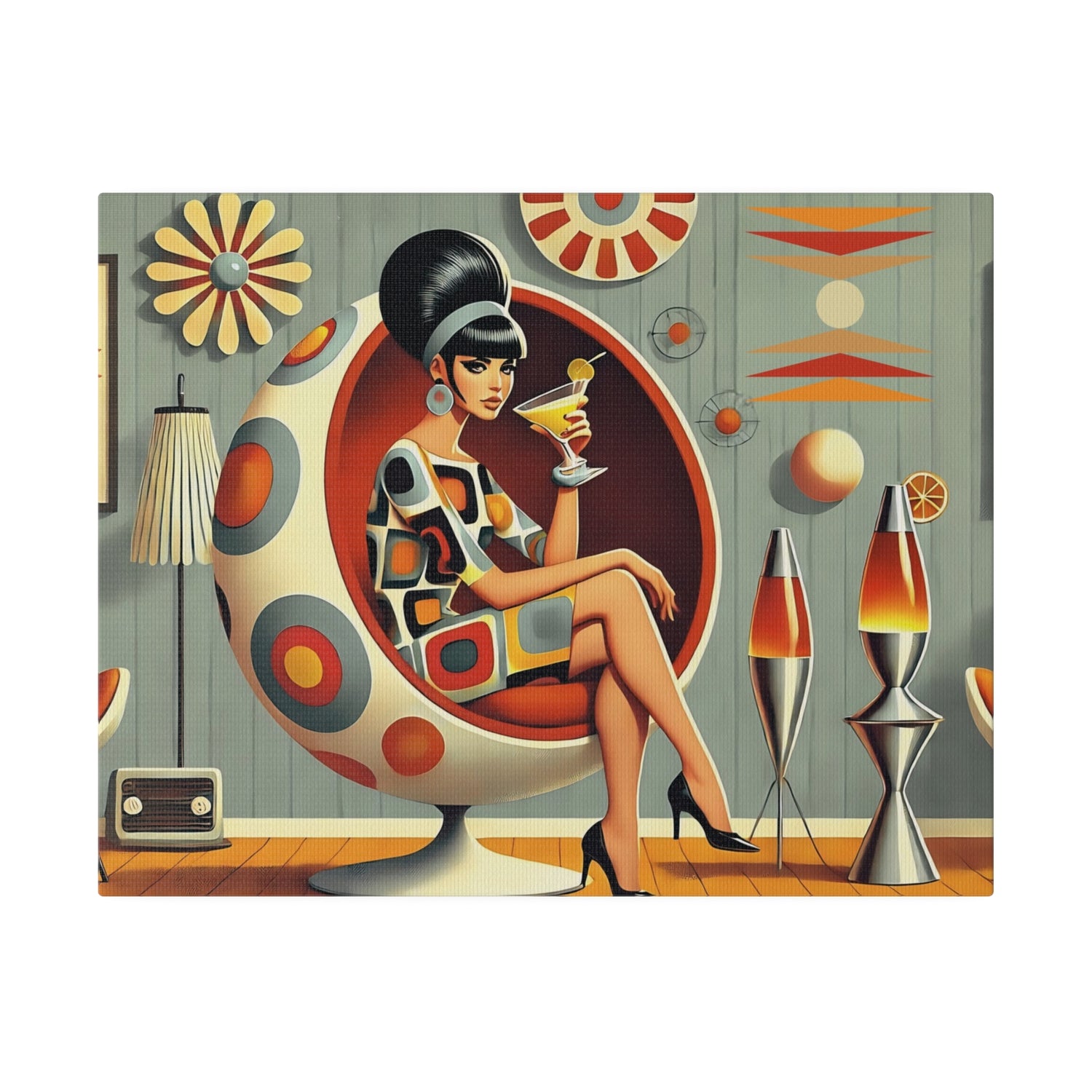 Retro Mod Gal, Atomic Age Kitschy 60s Groovy Wall Art - Mid Century Modern Gal