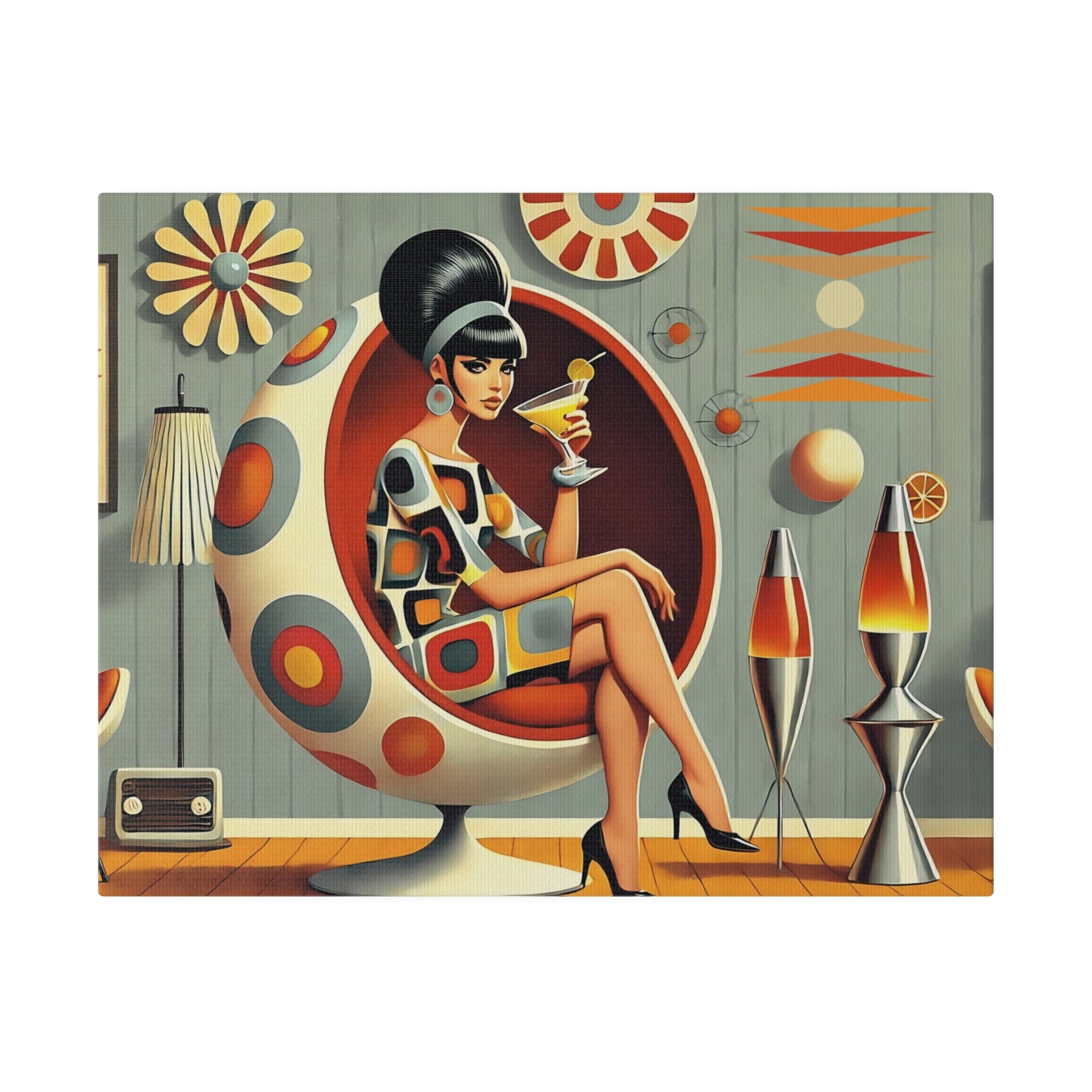 Retro Mod Gal, Atomic Age Kitschy 60s Groovy Wall Art - Mid Century Modern Gal