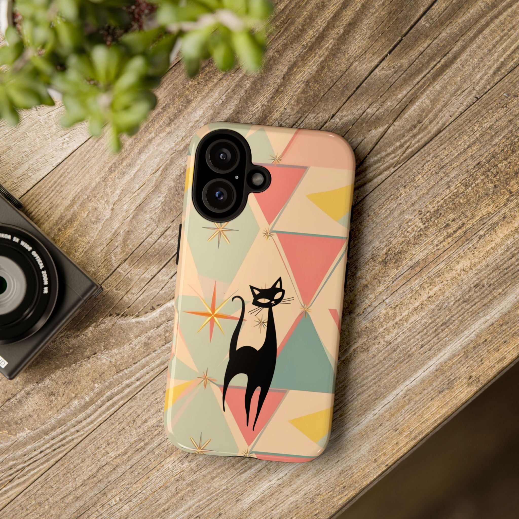 Atomic Cat Mid Mod Retro Cat Phone Case | Tough Cases with Vintage Vibe | Ideal for Cat Lovers