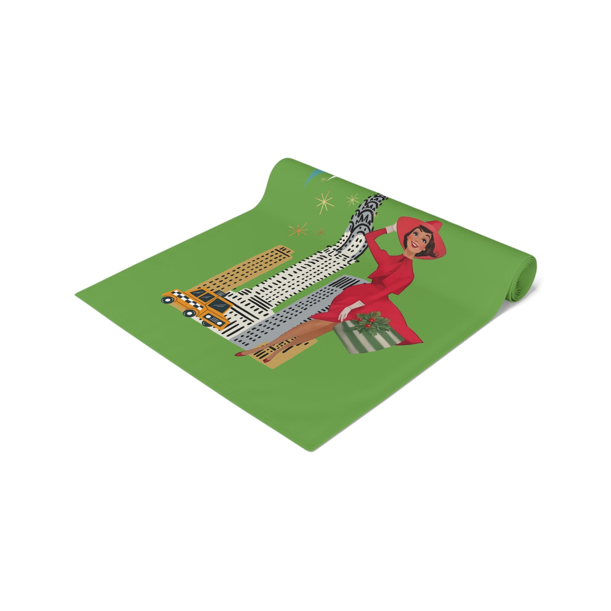 Mid Century Modern Christmas Glam Mod Gal City Life Table Runner - Mid Century Modern Gal