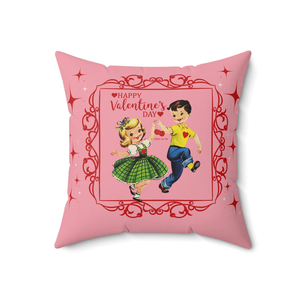 Vintage 50s Valentine's Day Card Pillow Decor - Happy Valentine's Day!