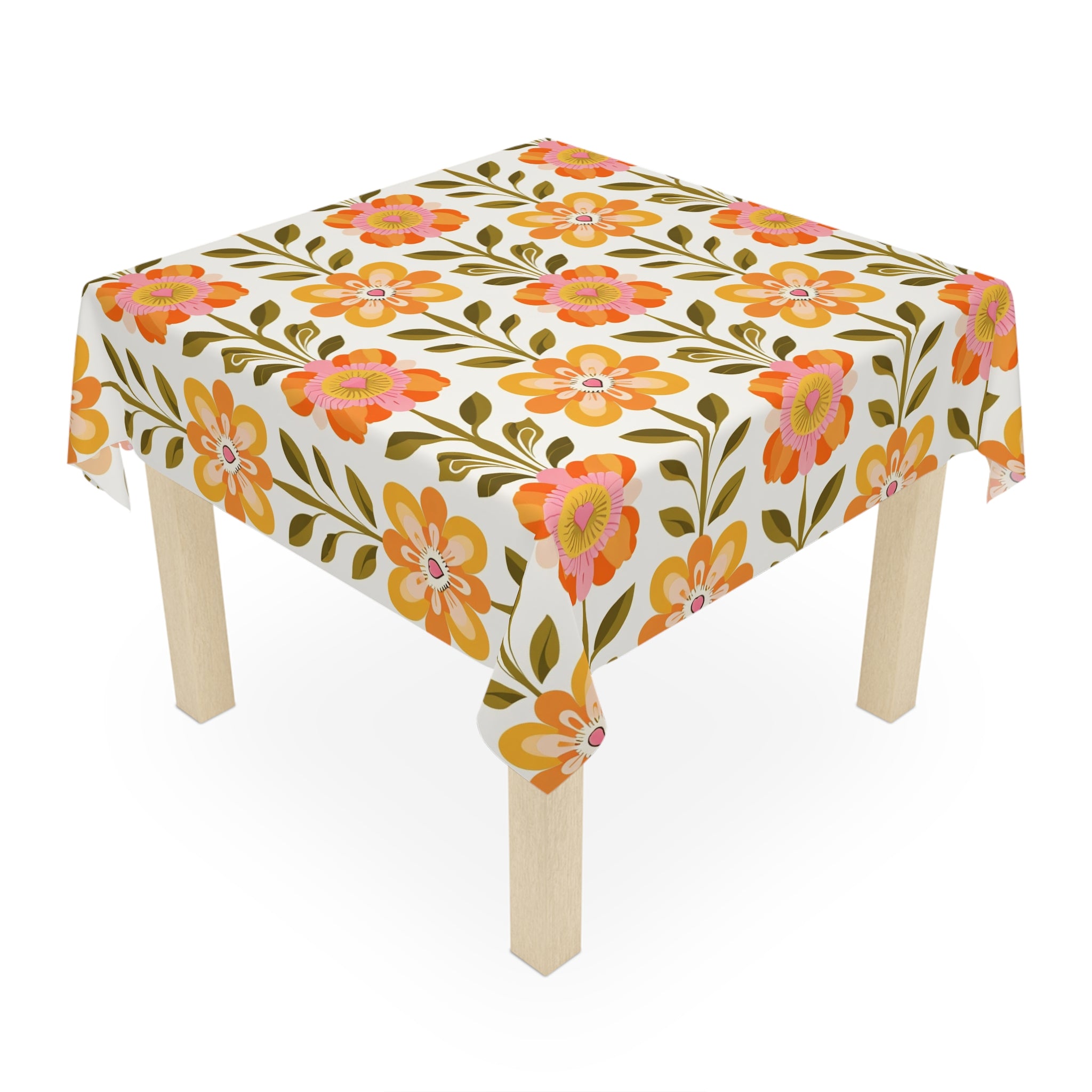 Scandinavian Floral Print Mid Century ModernTablecloth - Vintage Style for Kitchen & Dining - Mid Century Modern Gal