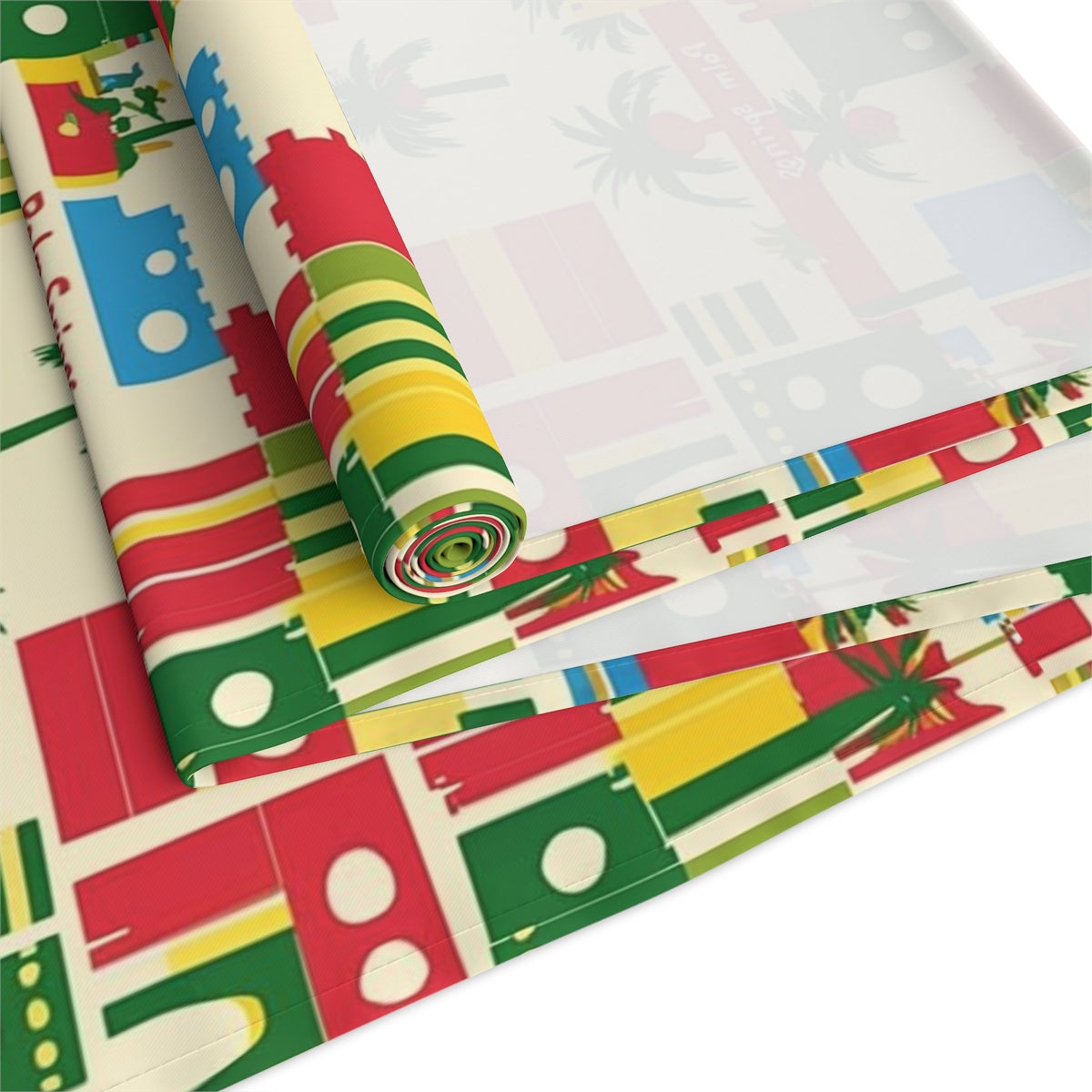 Tropical Palms Spring California Paradise Table Runner - Bright Cotton & Poly Design for Summer Dining - Mid Century Modern Gal