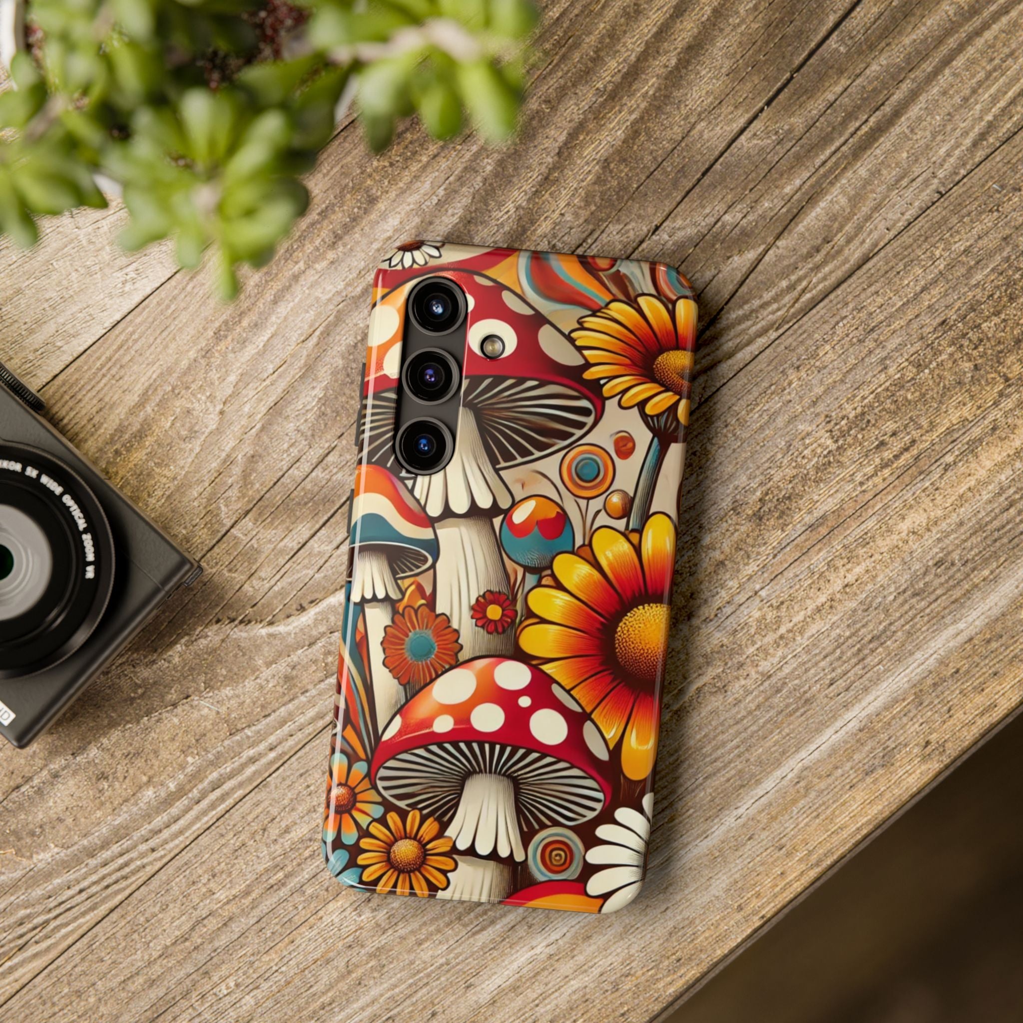 Bohemian Floral Mushroom Tough Phone Case - Trendy Protection for Nature Lovers