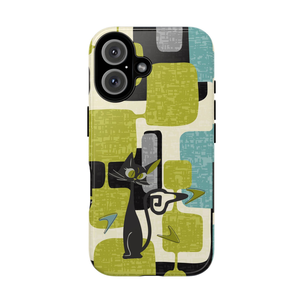 Mid Century Modern Geometric Kitschy Cat, Boomerang Retro Smart Phone Tough Cases