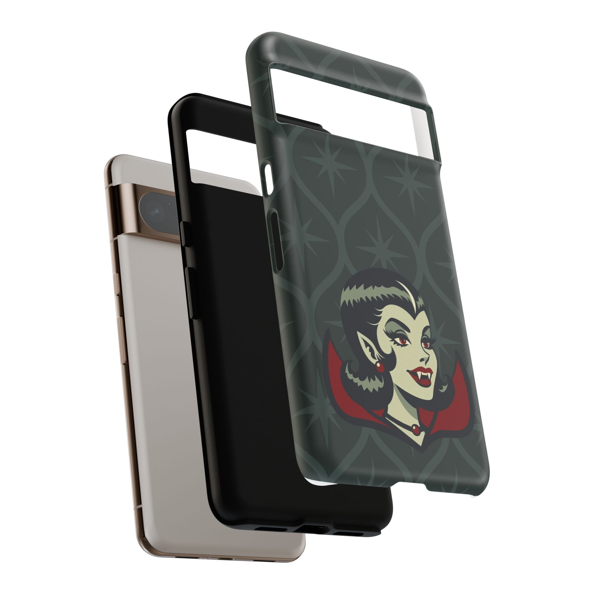 Vampire Dracula Girl Halloween Goth Horror Buff MCM Green Tough Phone Case