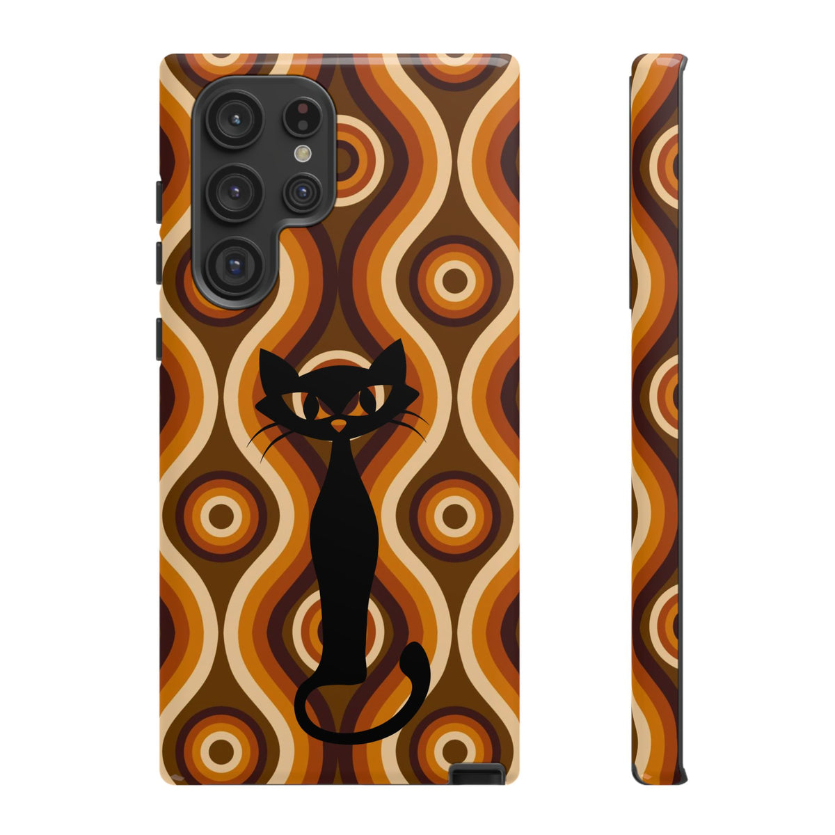 Retro Phone Case, Groovy Brown, Atomic Kitsch Cat Tough Smart Phone Cases - Mid Century Modern Gal