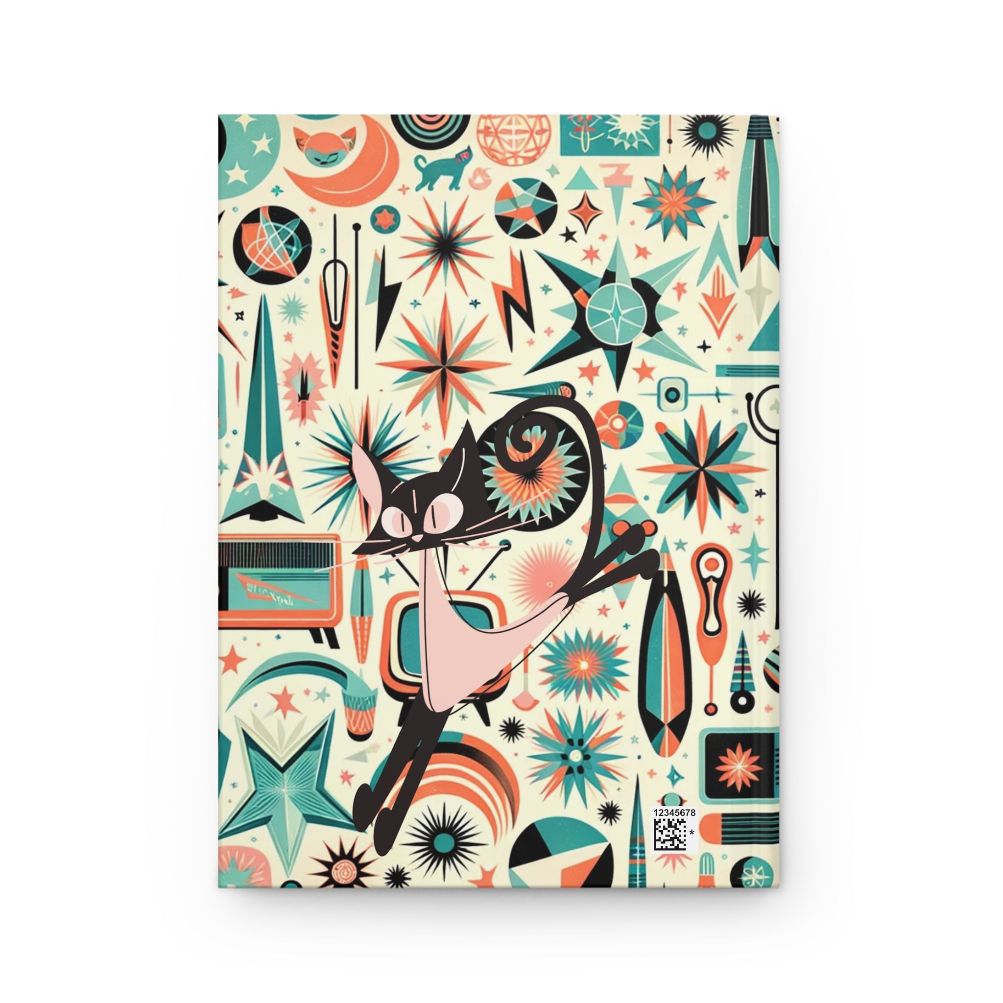 Atomic Cat Desk Journal, Notebook, Mid Century Modern Atomic 50s Design Hardcover Journal - Mid Century Modern Gal