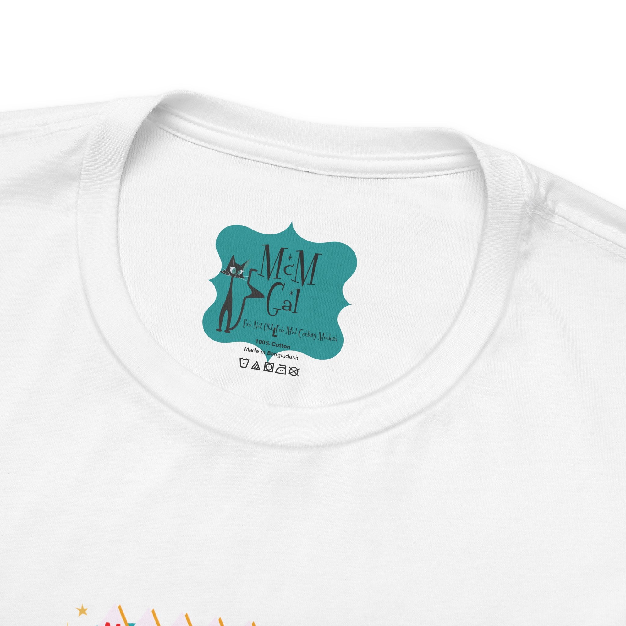 Festive Kitch Mid Mod Christmas Couple Tee - Unisex Short Sleeve Jersey Shirt - Mid Century Modern Gal