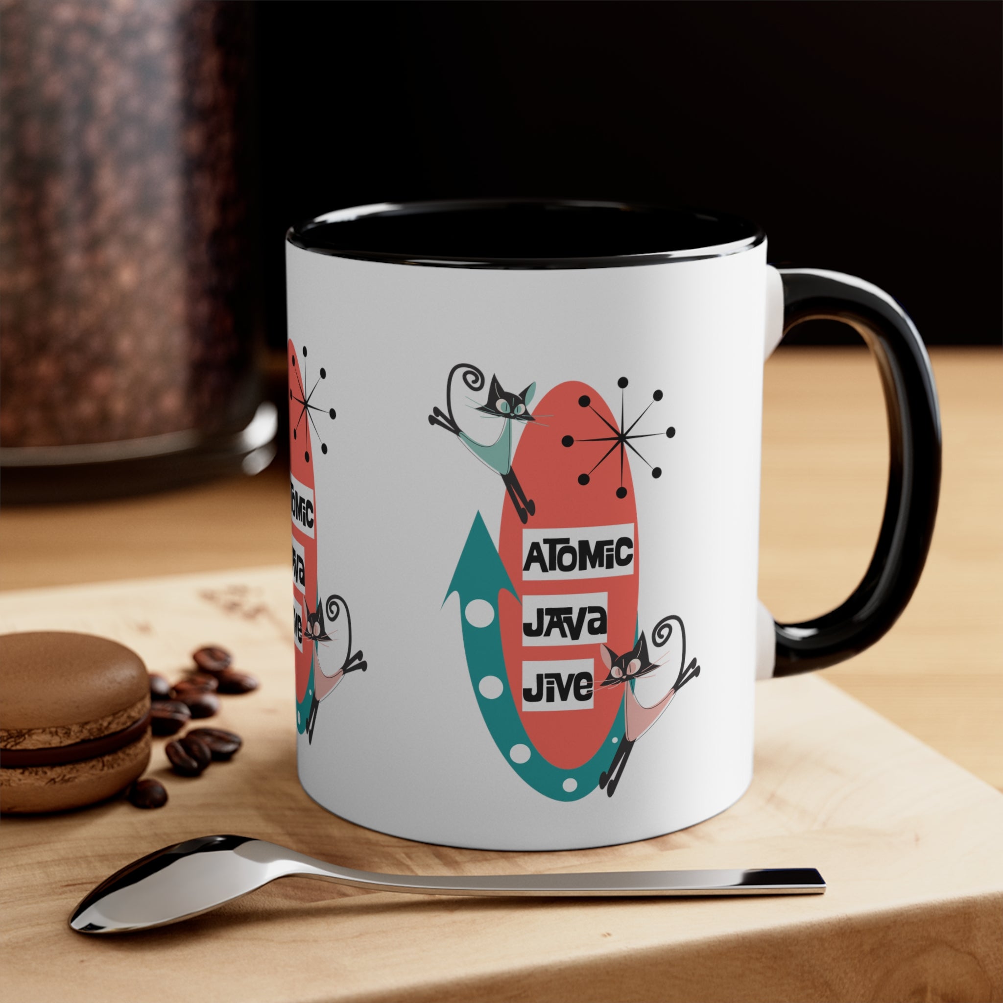 Atomic Cat, Mid Century Modern Coffee Mug For Coffee Lover, Atomic Java Jive, Kitschy Fun Gifts For Co-worker, Mom, Bestie - Mid Century Modern Gal