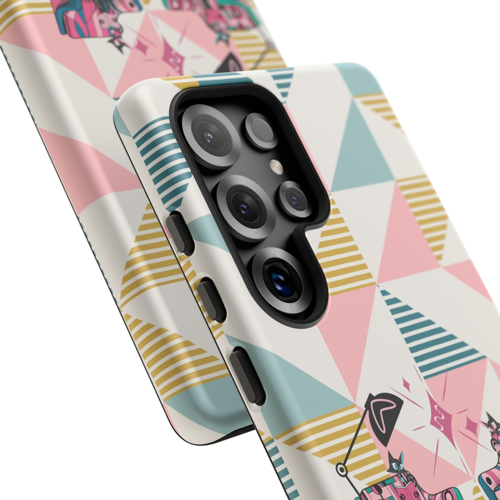 Atomic Cats Reading, Book Talk, Book Lover, Retro Chic Phone Case with Retro Vibe - Cozy Living Room Design