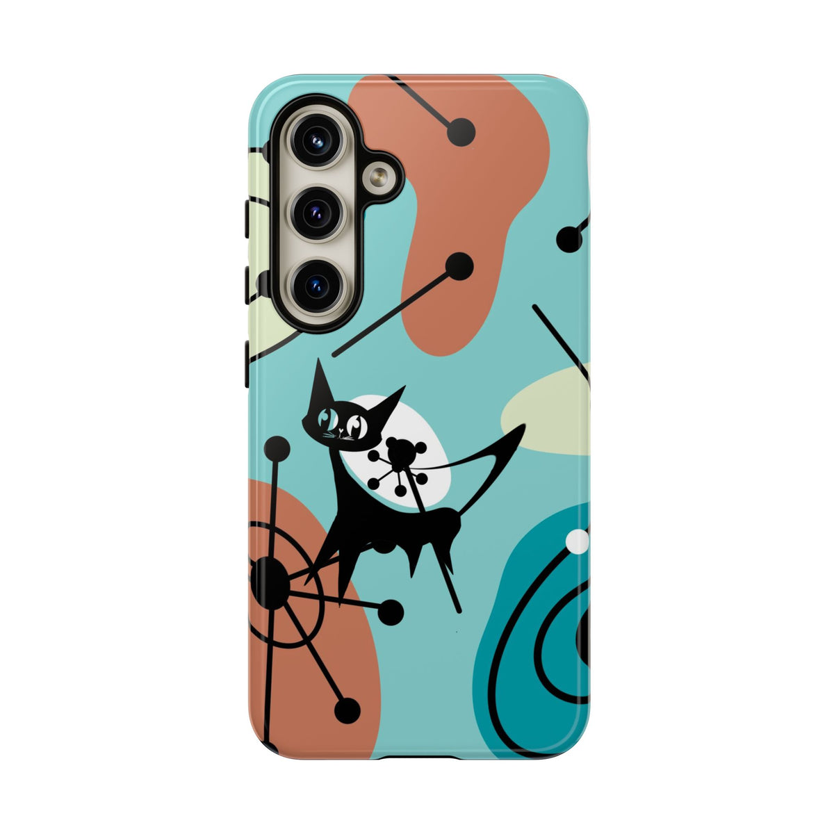 Atomic Kittie, Mid Century Modern Geometric Amoeba Retro Smart PhoneTough Phone