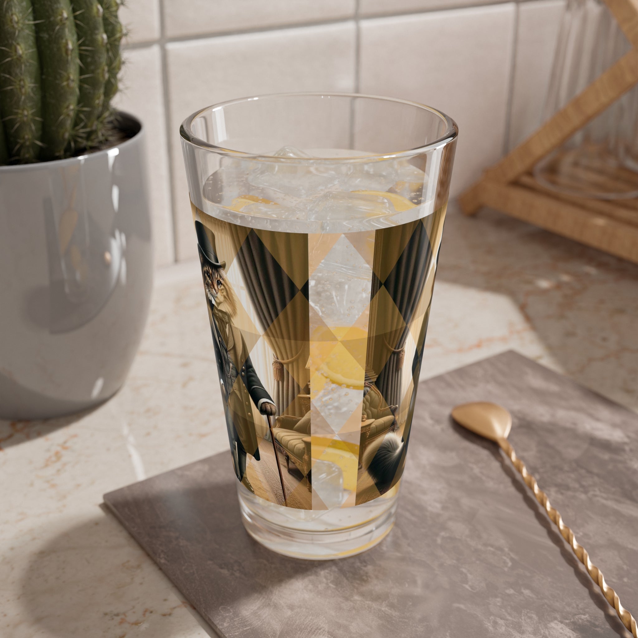 Sophisticated Aristocat, Kitschy Mid Century Modern Barware Glass - Mid Century Modern Gal