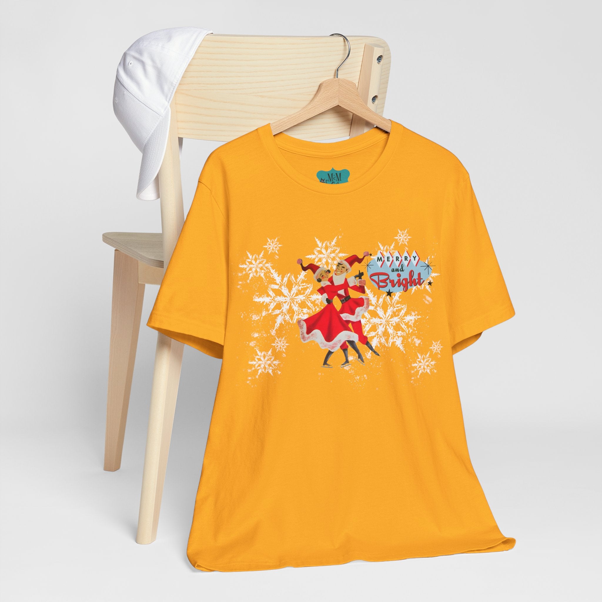 50s Kitsch Vintage Christmas, Retro Mod Holiday, Mr. And Mrs. Claus Ice Skating Christmas Shirt - Mid Century Modern Gal