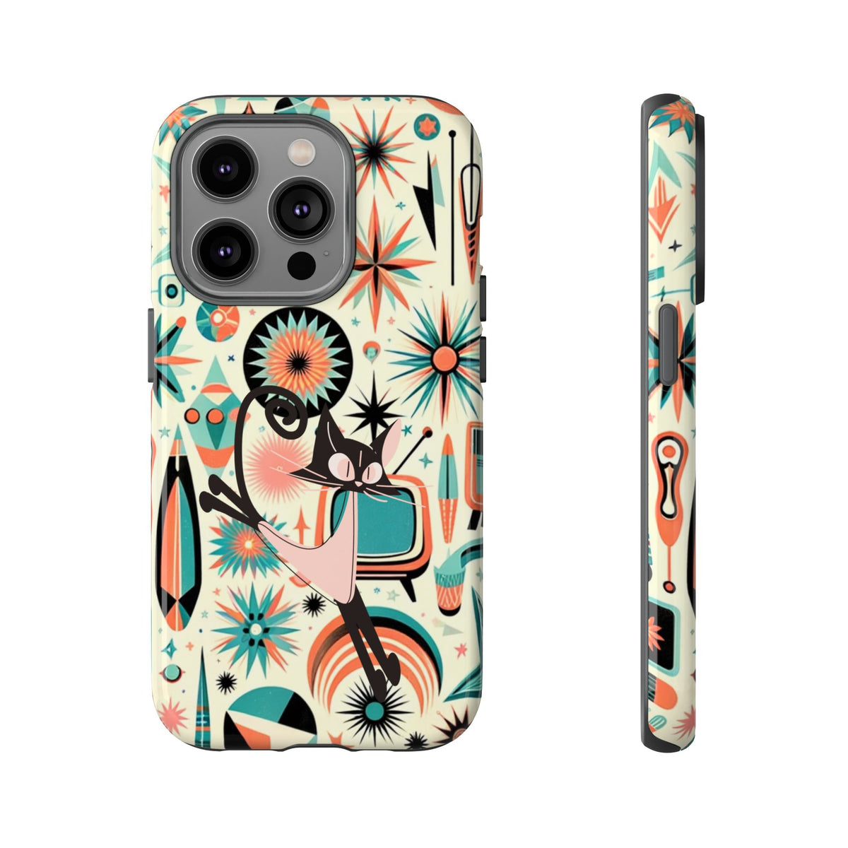 Atomic Kitty Boomerang Space Kitty Mid Century Modern Samsung, Smart Phone, Tough Cases - Mid Century Modern Gal