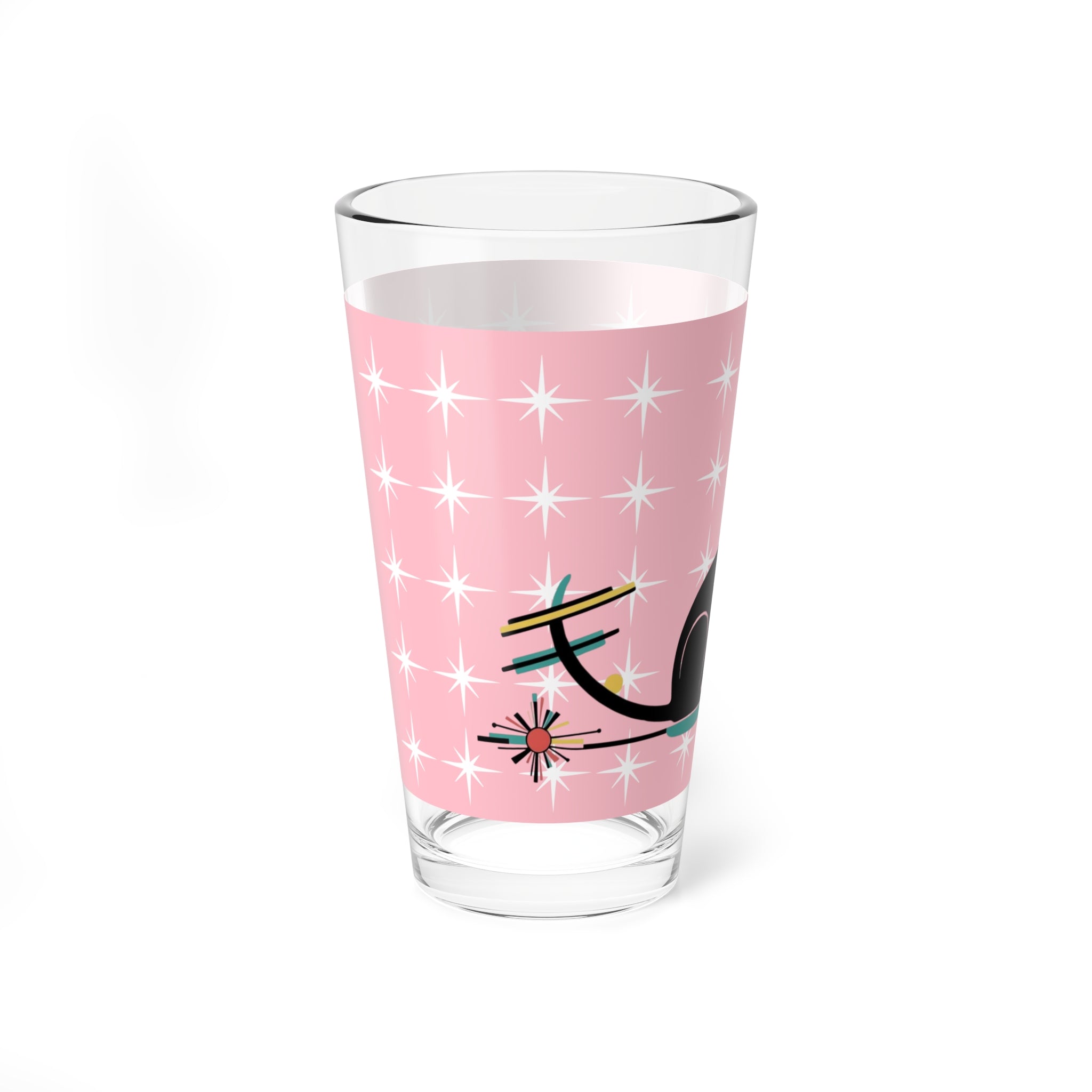 Atomic Cat Retro 50s Pink White Starburst Mid Century Modern Barware Vintage-Inspired Cat Glassware - Mid Century Modern Gal