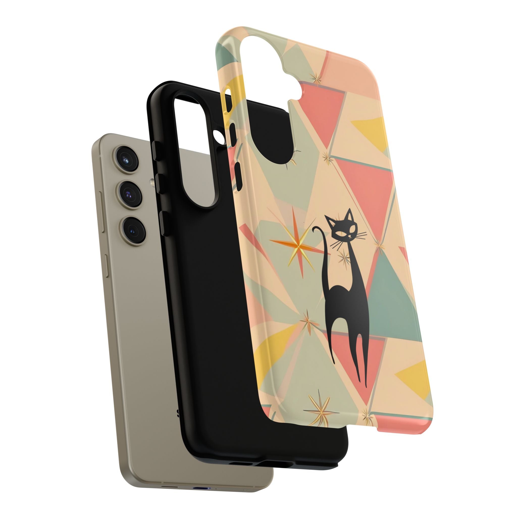 Atomic Cat Mid Mod Retro Cat Phone Case | Tough Cases with Vintage Vibe | Ideal for Cat Lovers