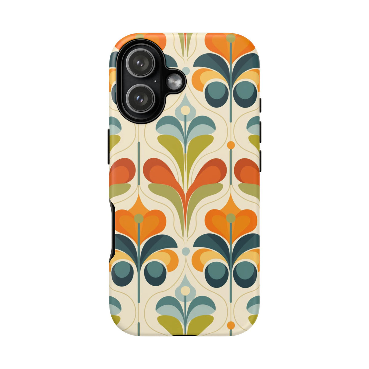 Mid Century Modern Scandinavian Floral, Orange Blue Green Tough Phone Case